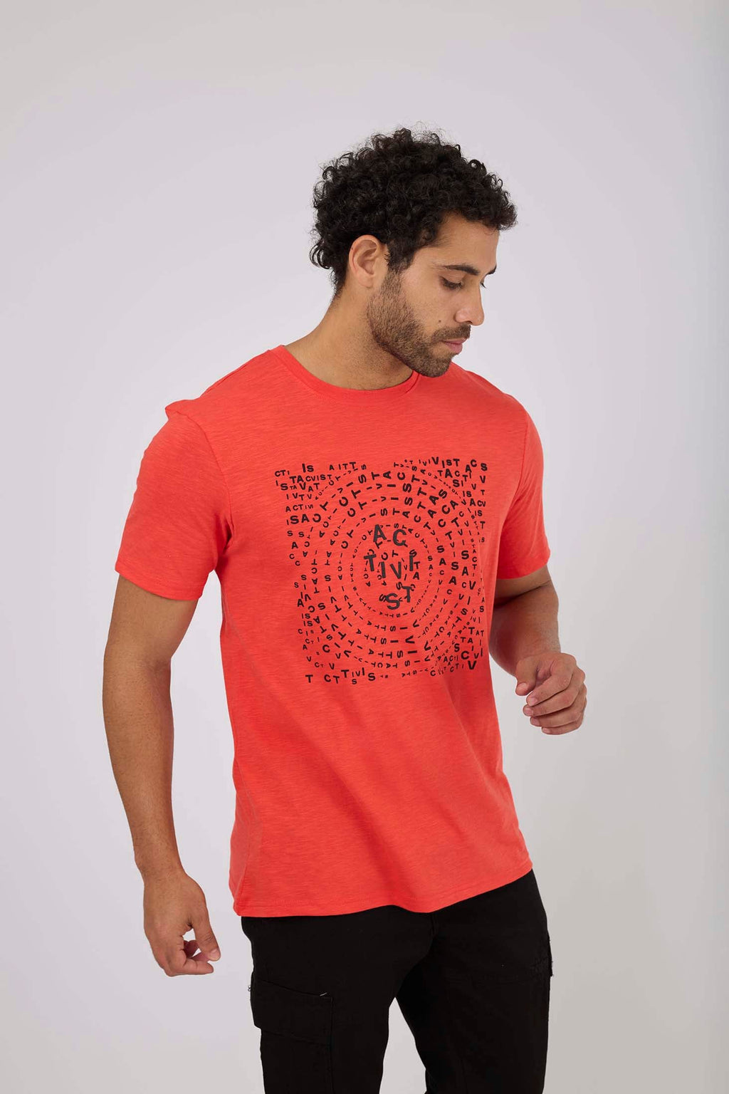 MEN  T-Shirt Casual Regular Fit Cotton T-Shirt Red