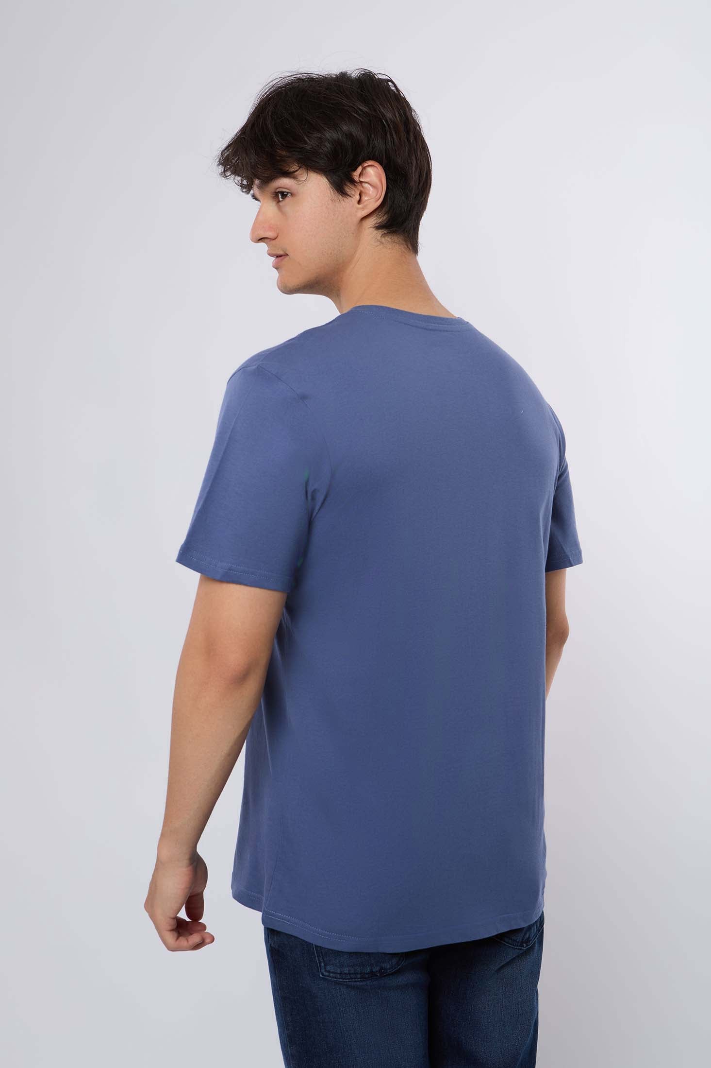 MEN T-Shirt Casual Regular Fit Cotton  Blue