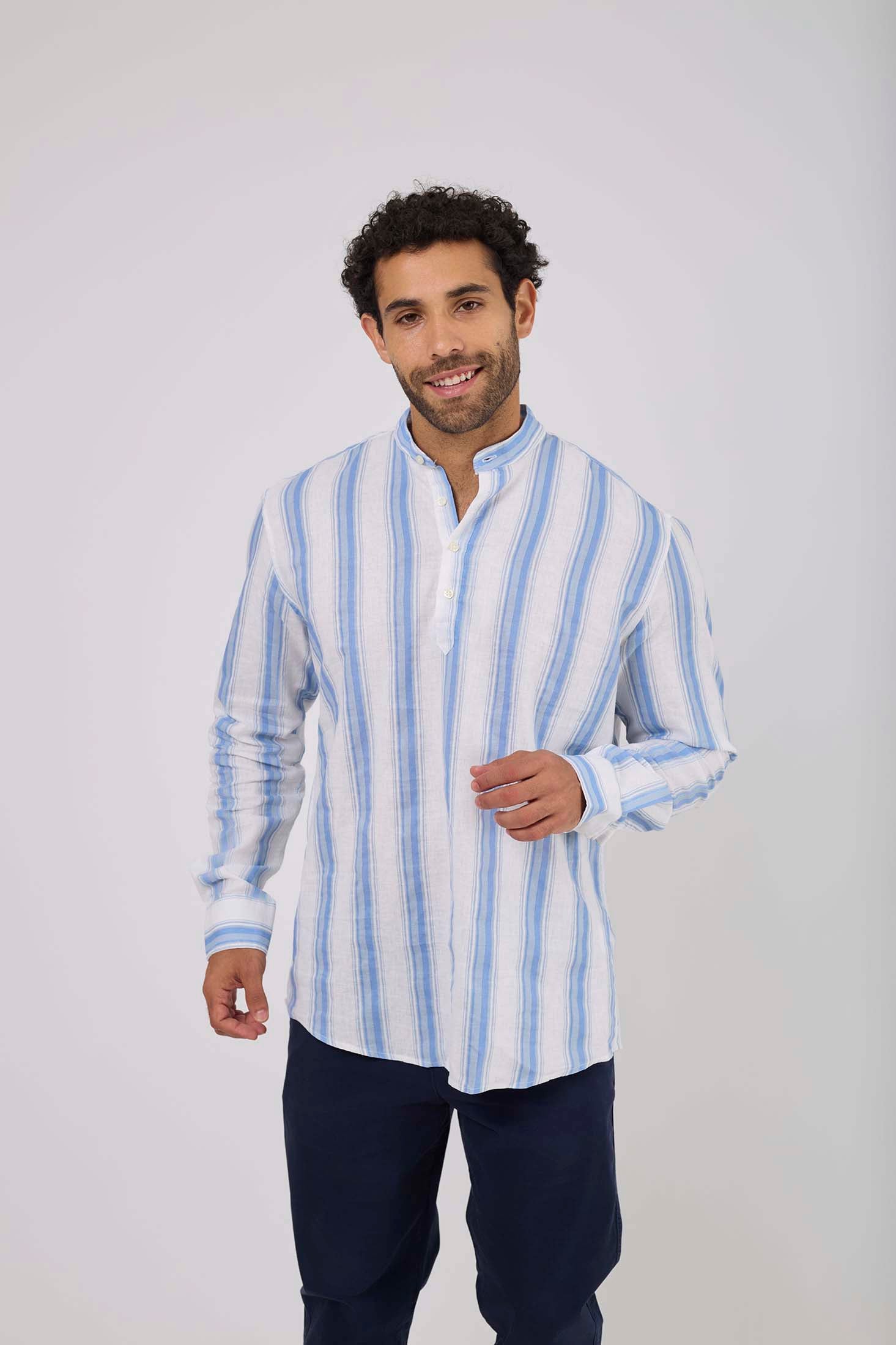 Men Shirt Casual Regular Fit Blue striped
