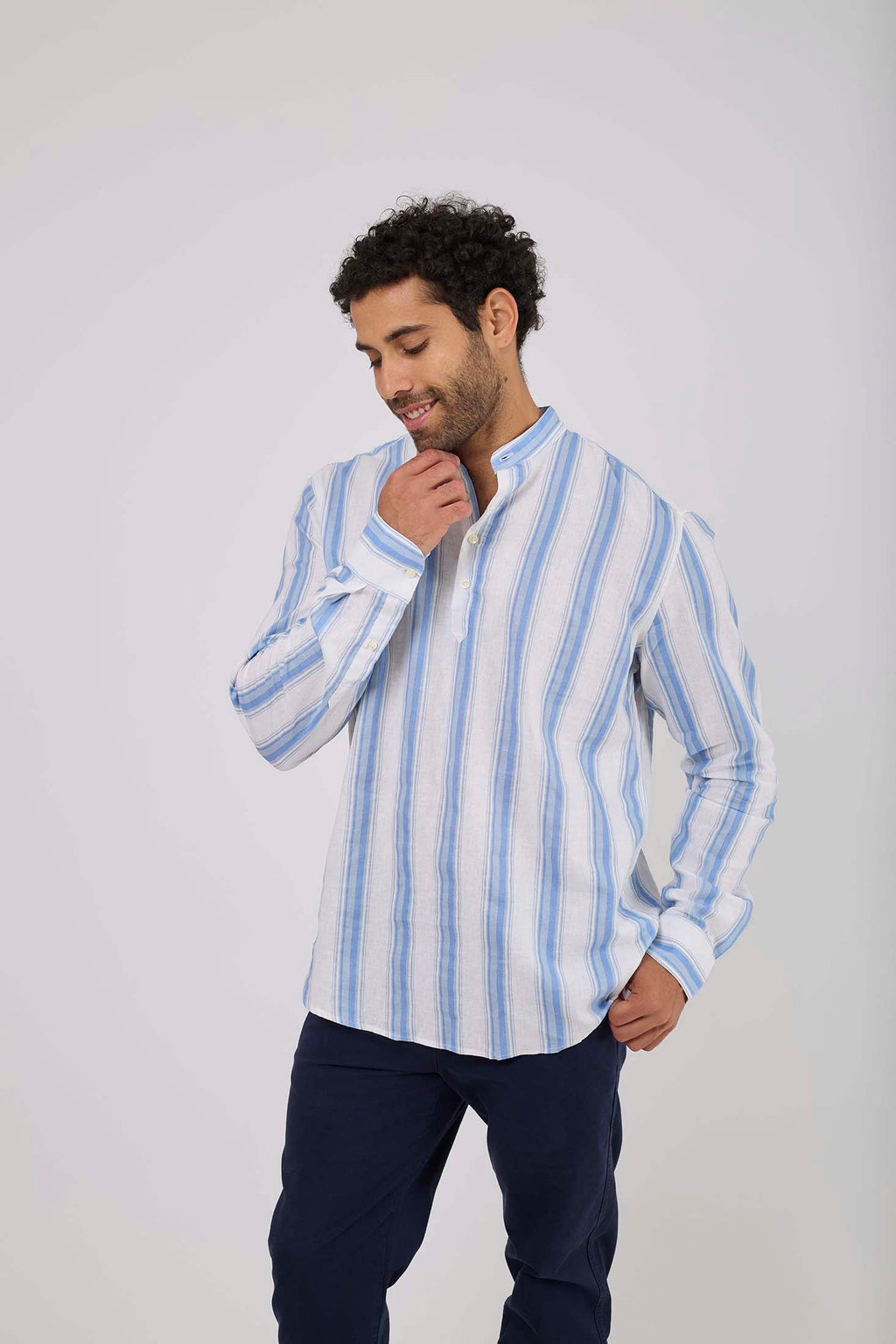 Men Shirt Casual Regular Fit Blue striped