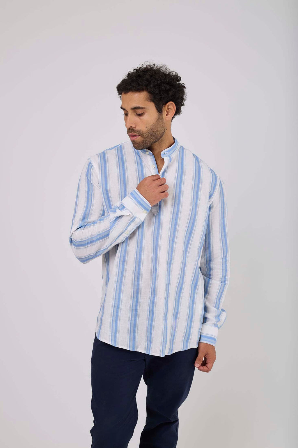 Men Shirt Casual Regular Fit Blue striped