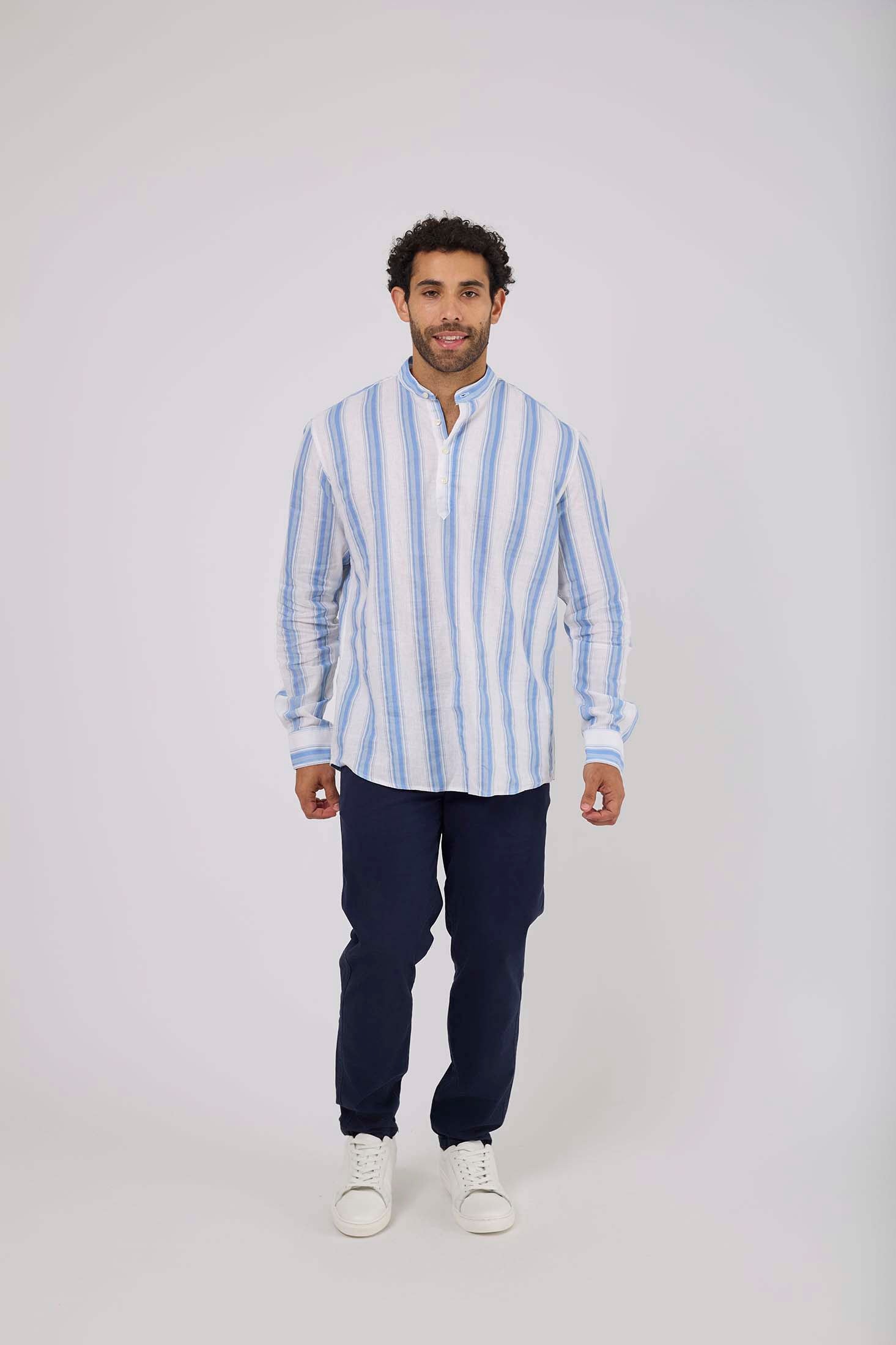 Men Shirt Casual Regular Fit Blue striped