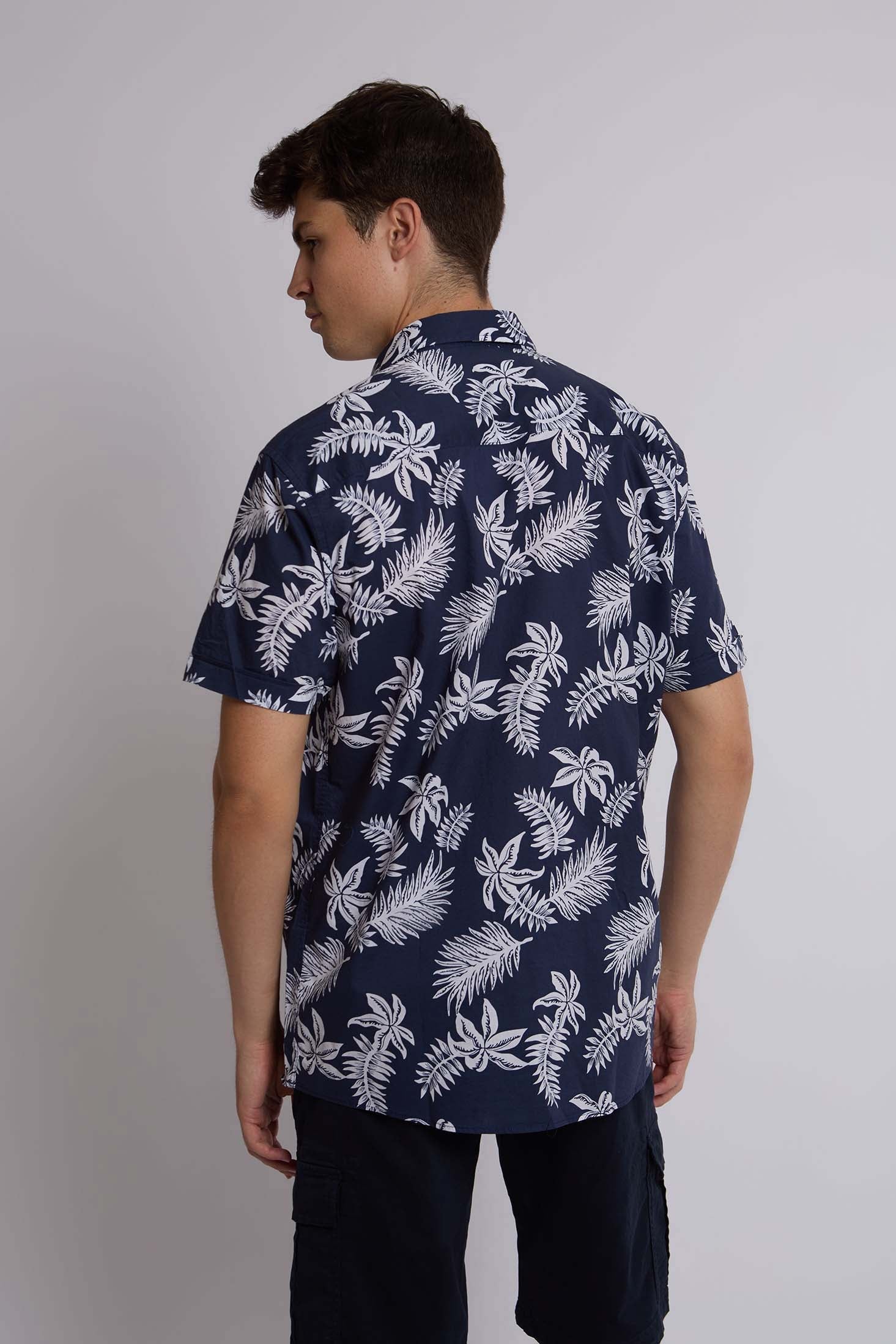 Men-Shirt  Regular Fit Poplin CottonWomen With Short Sleeves Navy