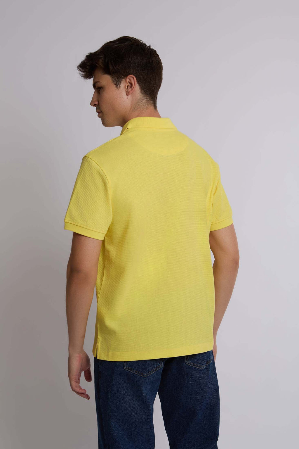 Men Polo Casual Rubber Print Yellow