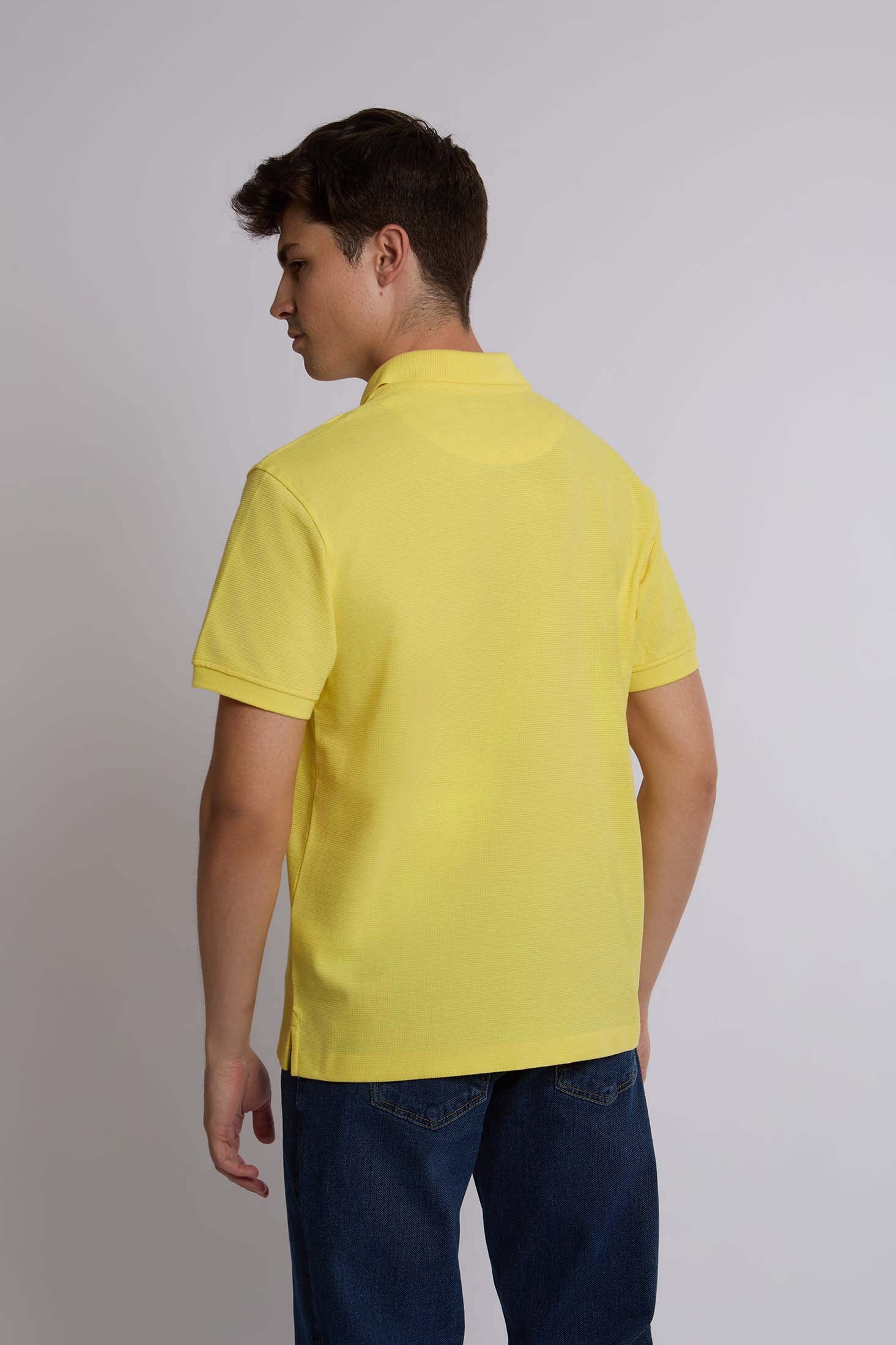 Men Polo Casual Rubber Print Yellow