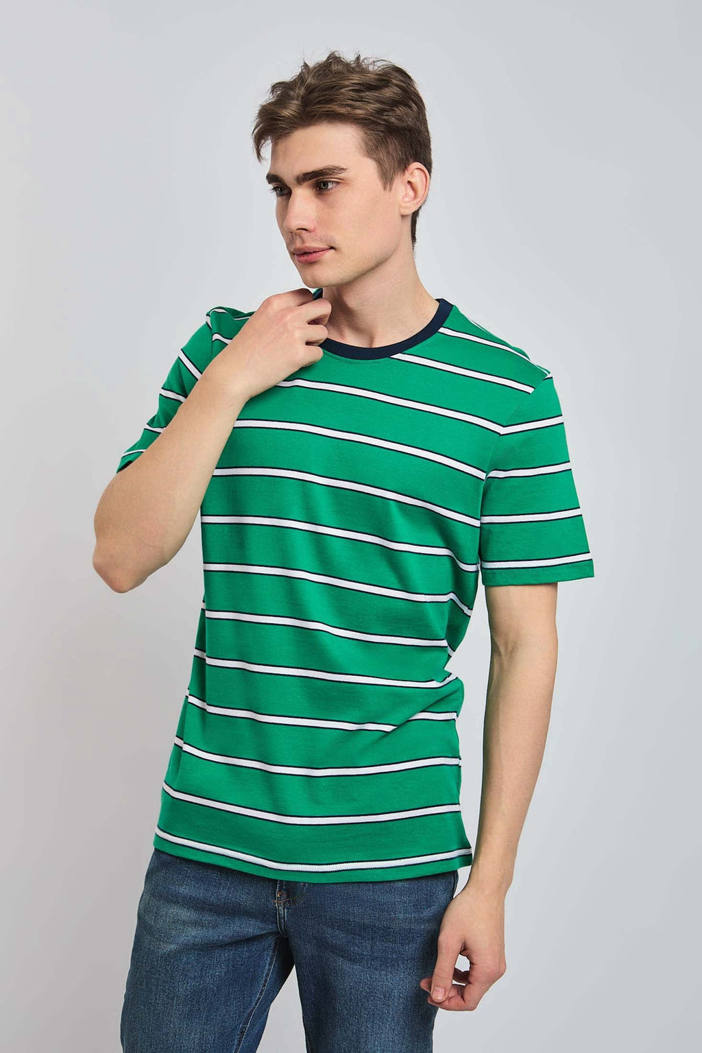 Casual Regular Fit Cotton T-Shirt Green