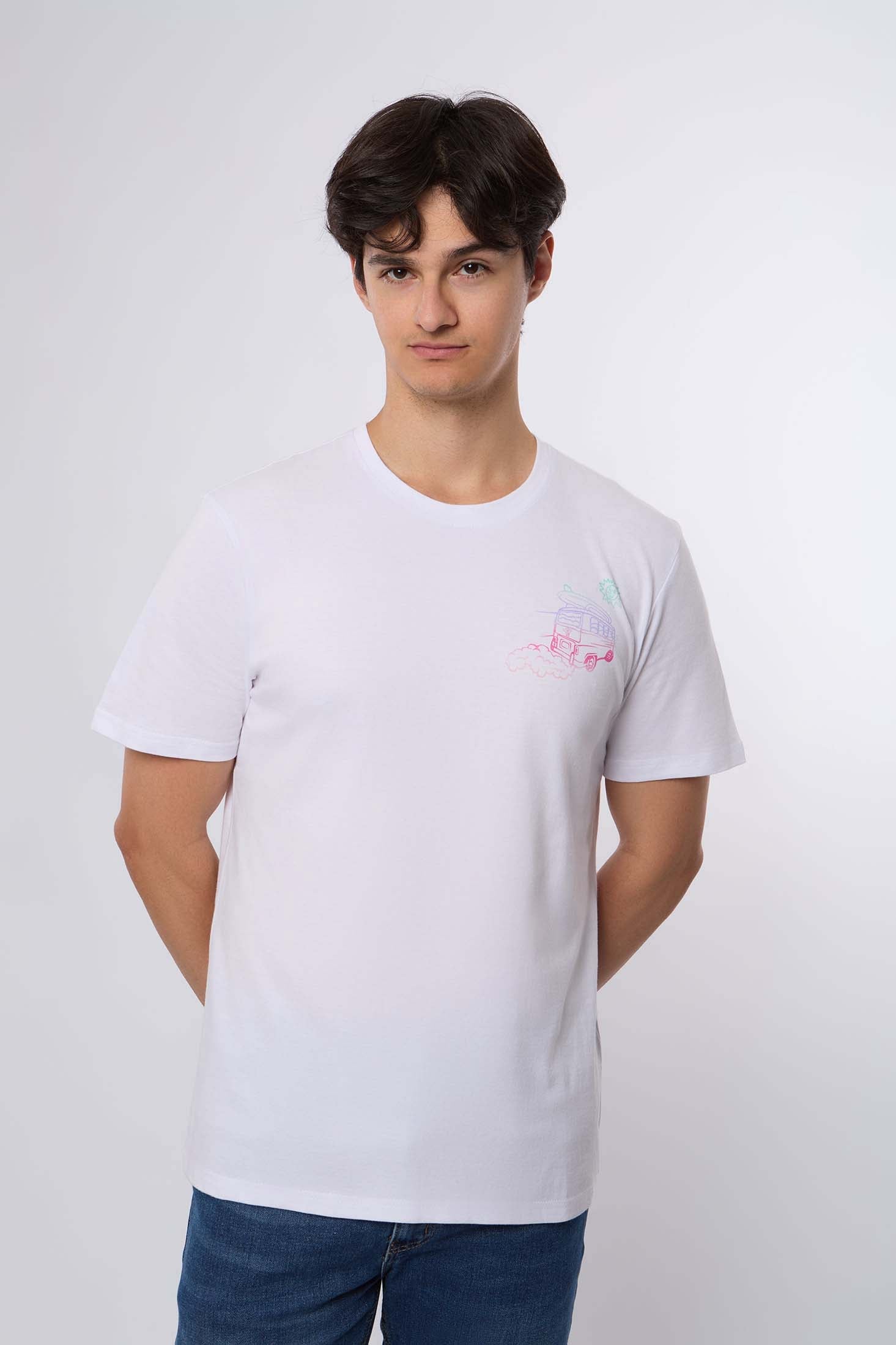Men-T-Shirt Casual Regular Fit Cotton White