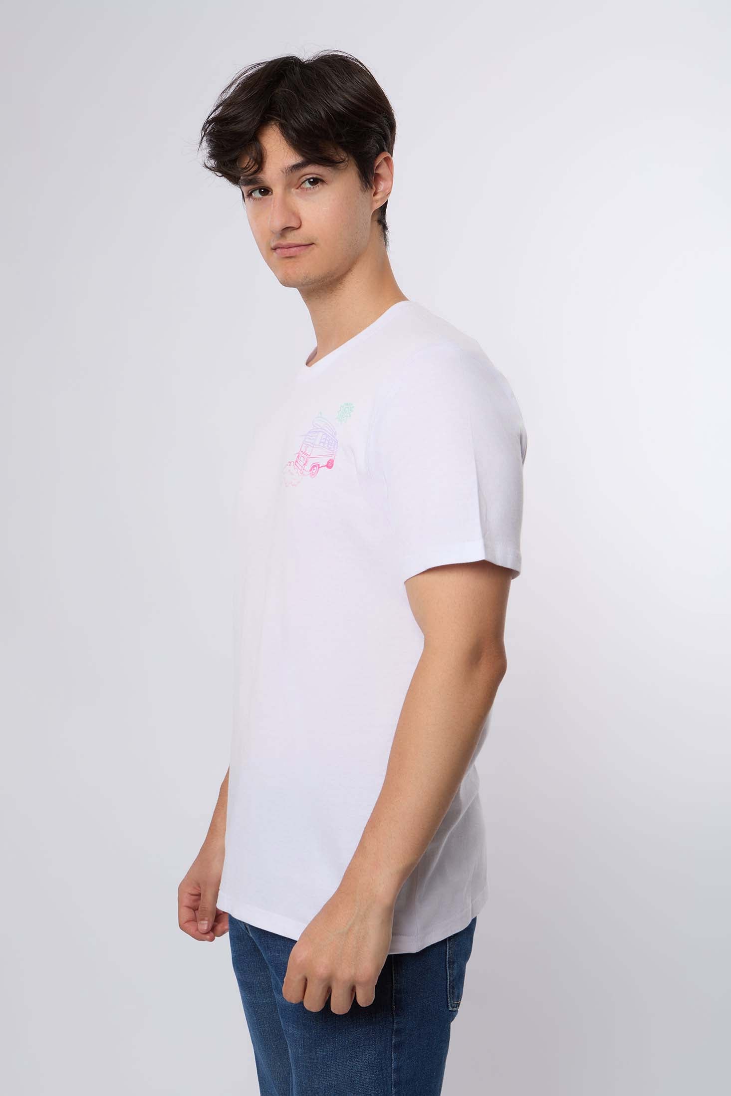 Men-T-Shirt Casual Regular Fit Cotton White