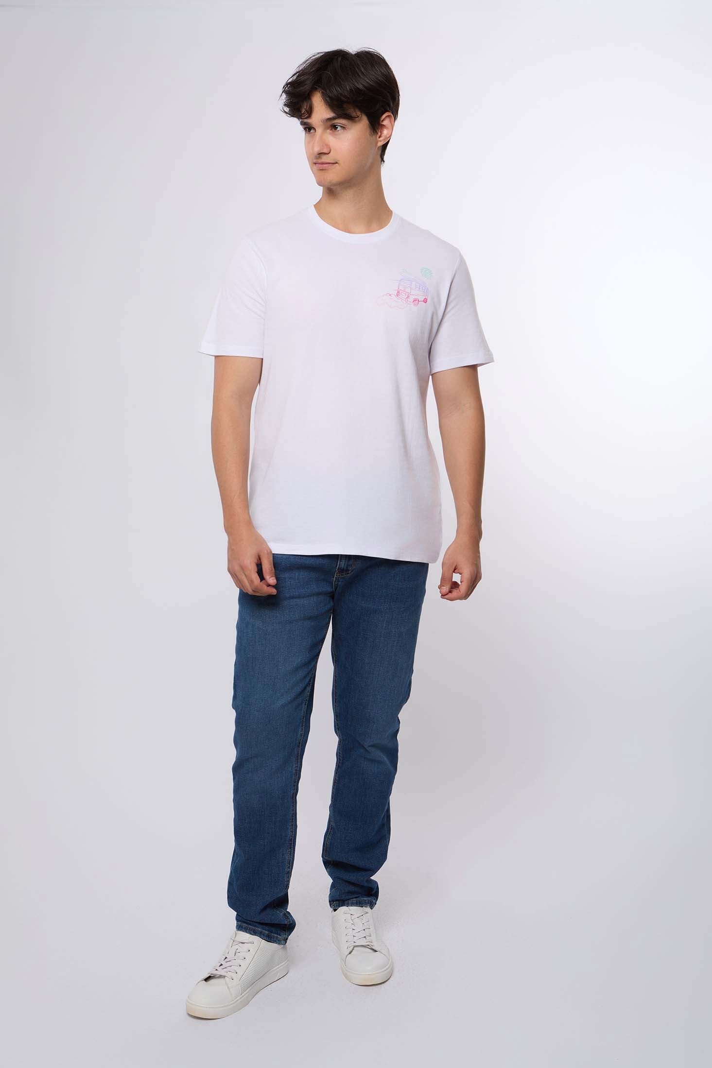 Men-T-Shirt Casual Regular Fit Cotton White