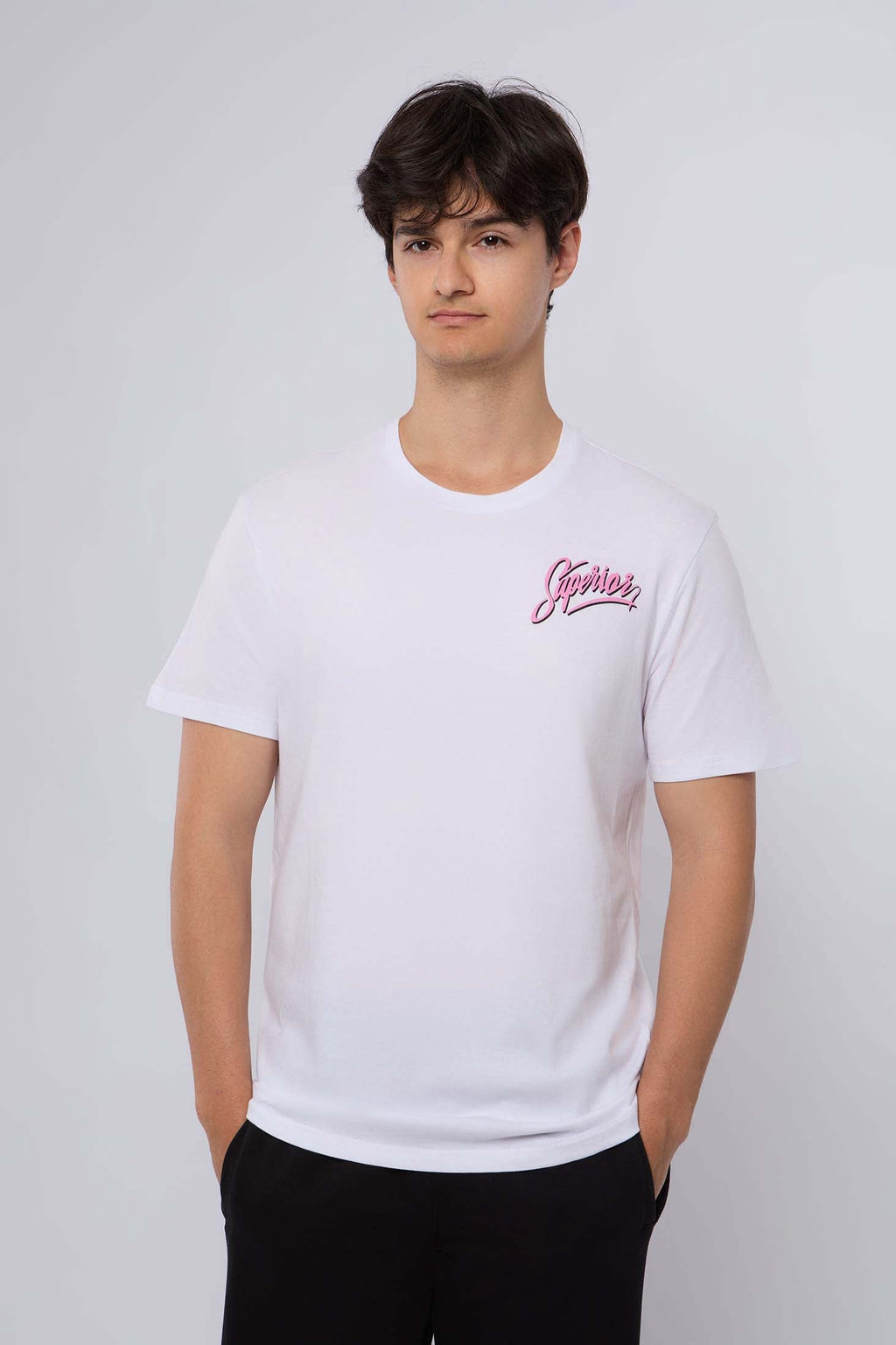 MEN  T-Shirt Casual Regular Fit Cotton T-Shirt White