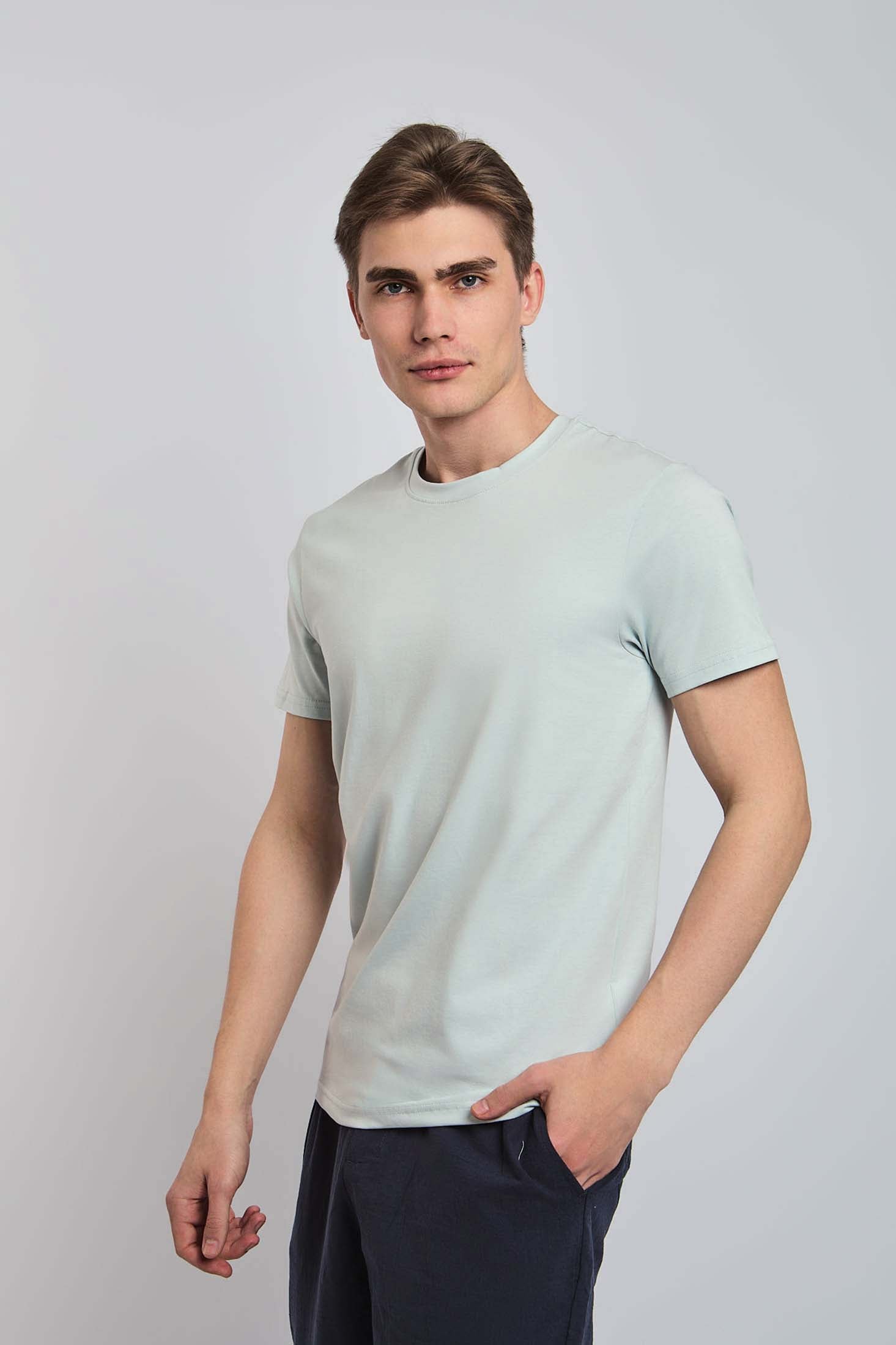 Casual Slim Fit Basic T-Shirt Blue