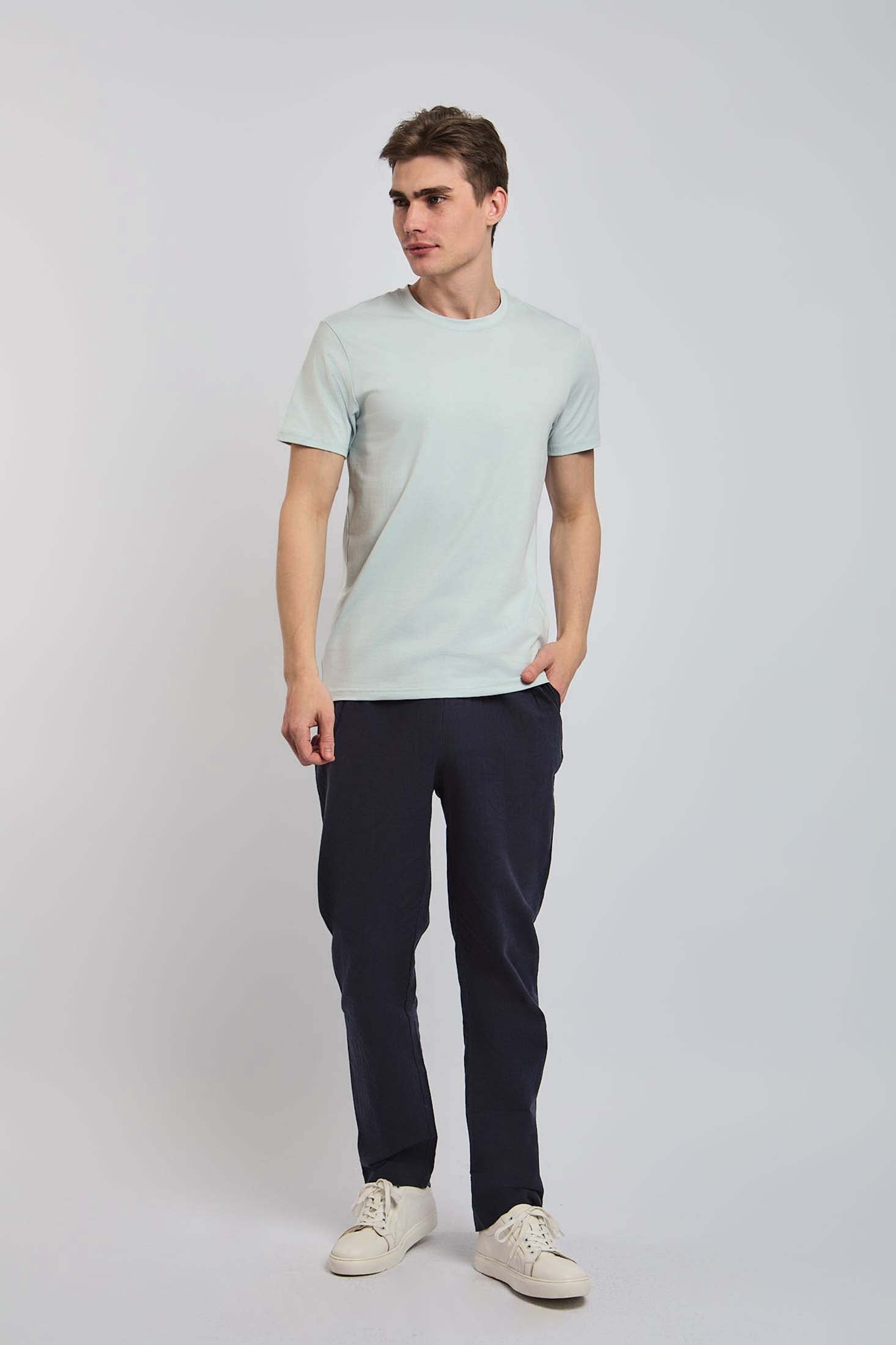 Casual Slim Fit Basic T-Shirt Blue