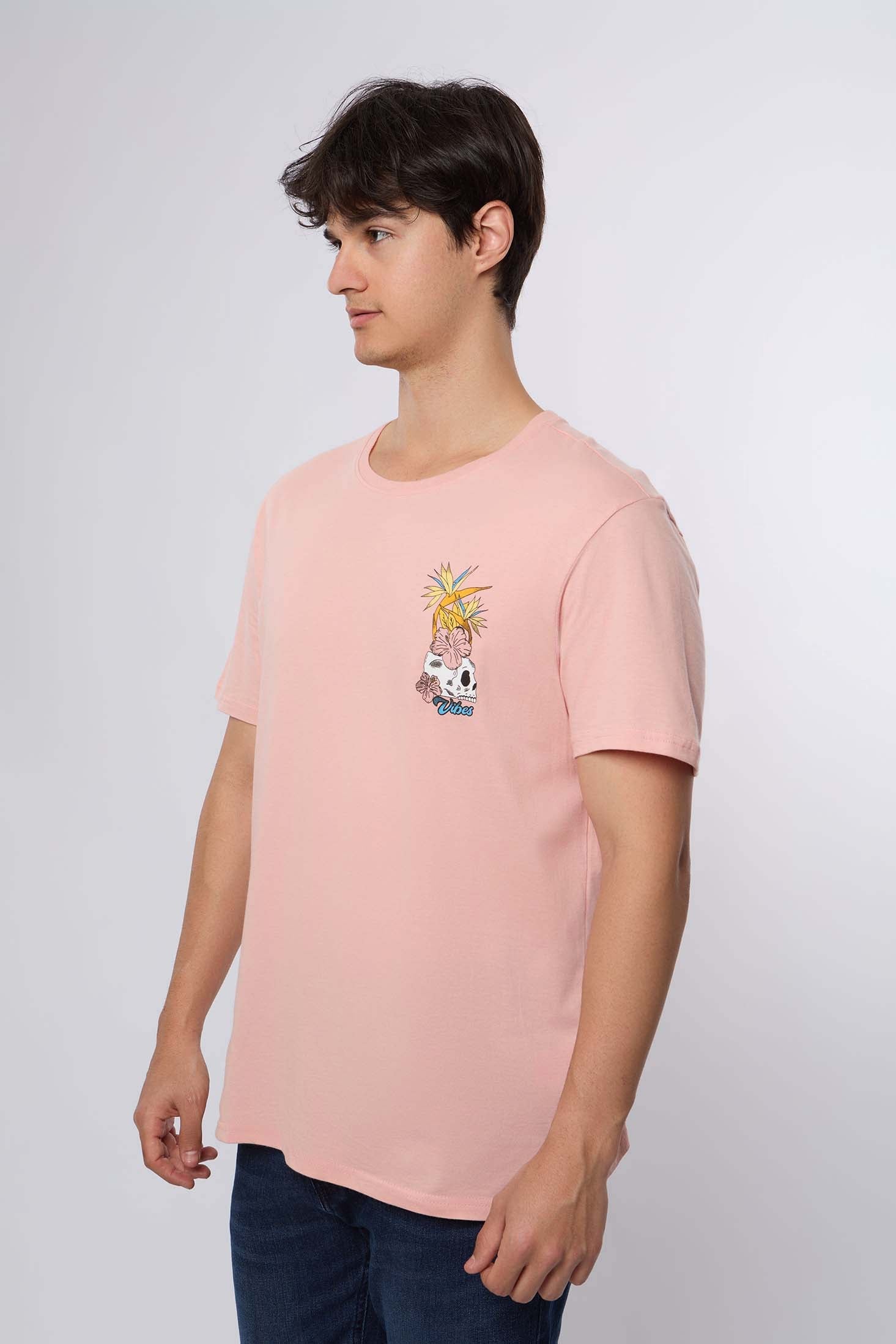 Men-T-Shirt Casual Regular Fit CottonWomen Pink