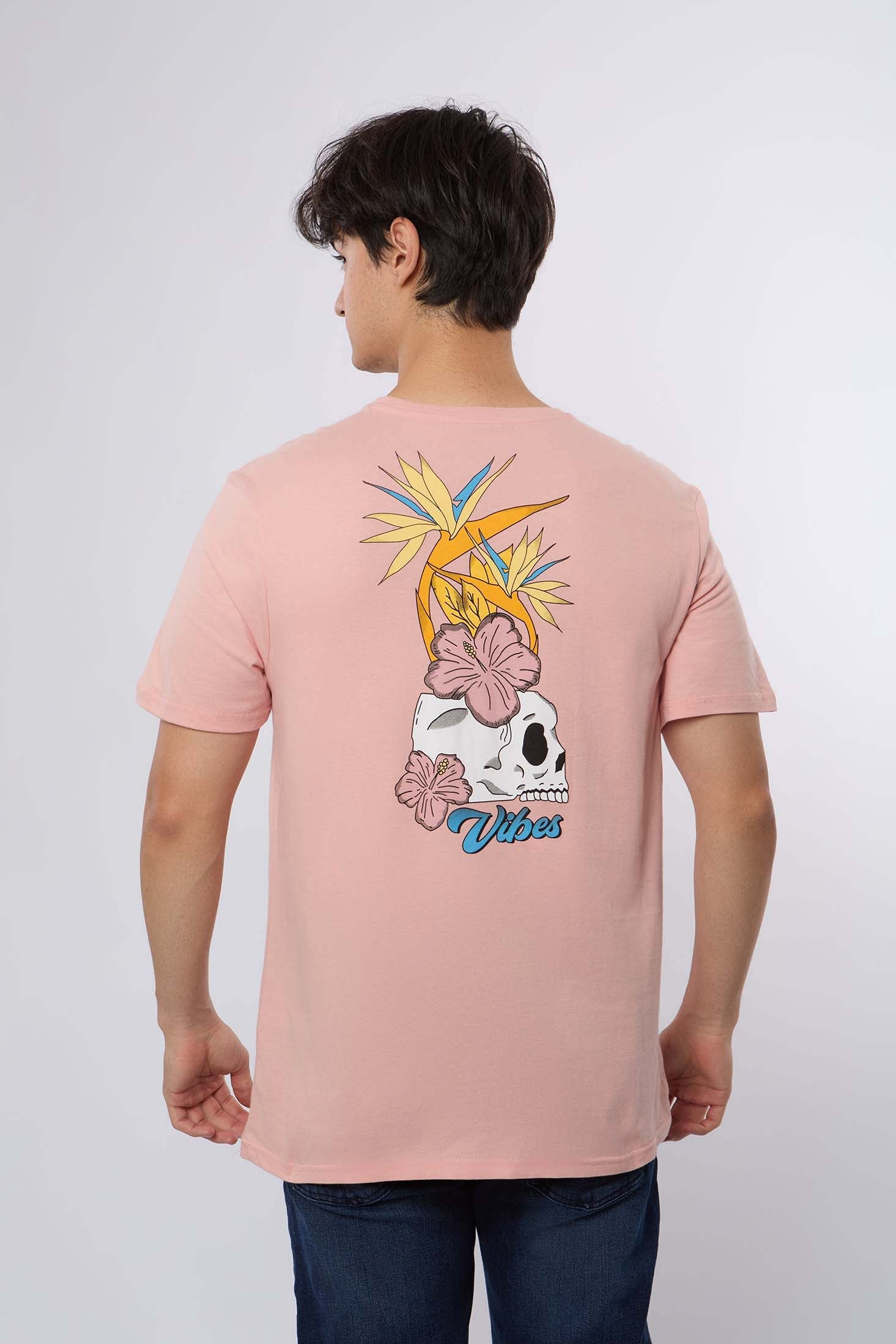 Men-T-Shirt Casual Regular Fit CottonWomen Pink