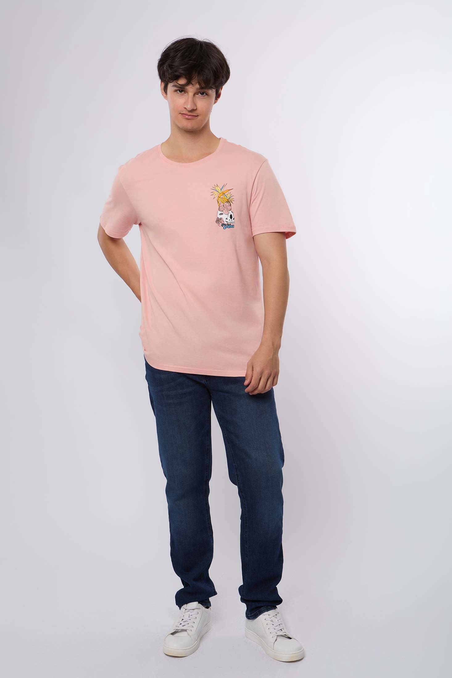Men-T-Shirt Casual Regular Fit CottonWomen Pink