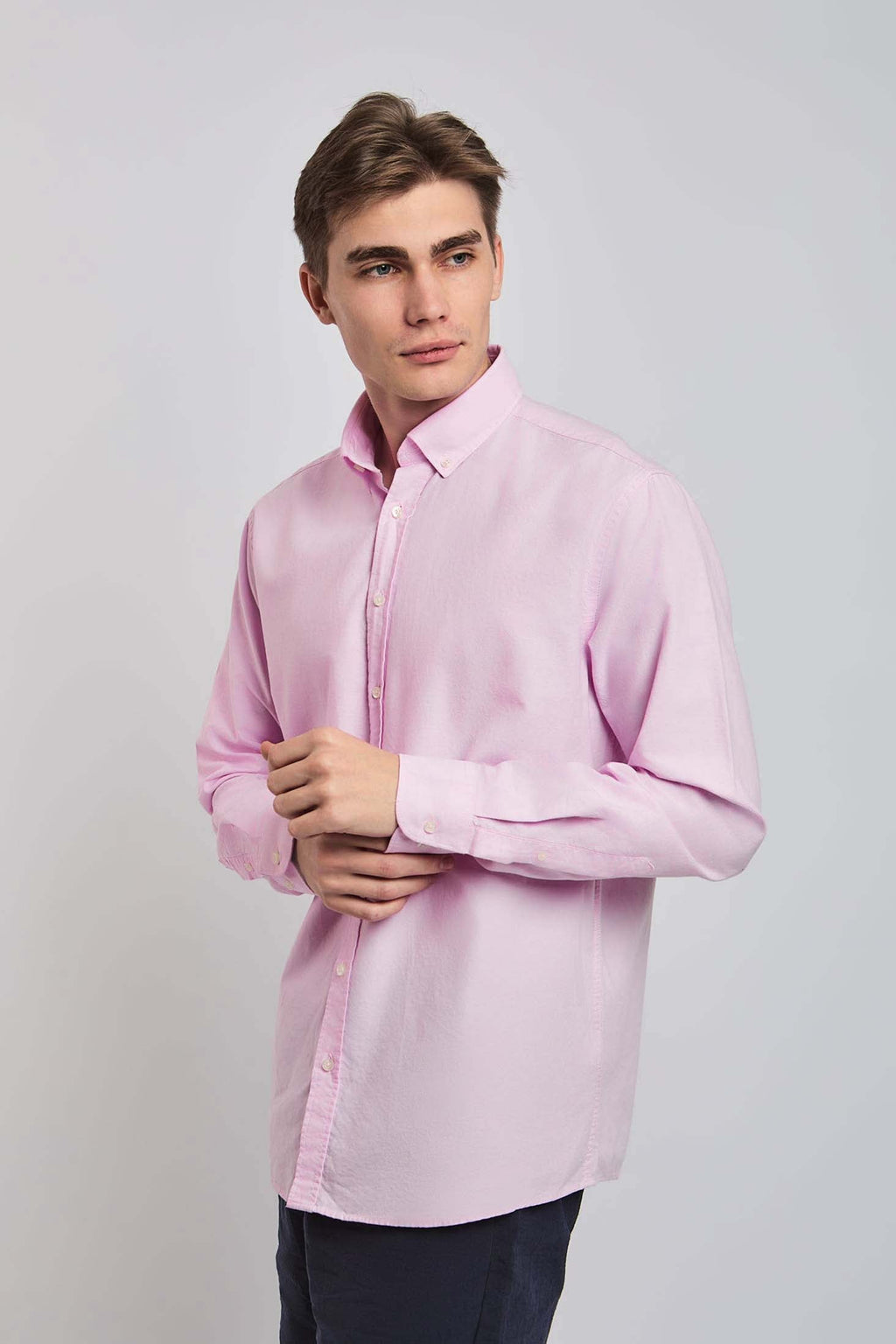 Men Shirt Regular Fit Oxford Cotton Pink
