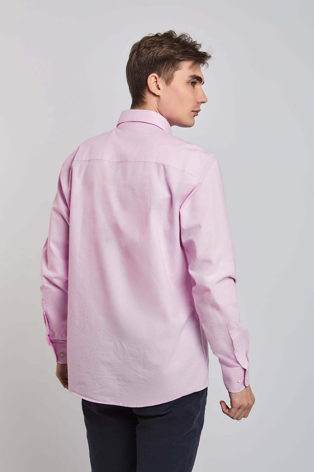 Men Shirt Regular Fit Oxford Cotton Pink