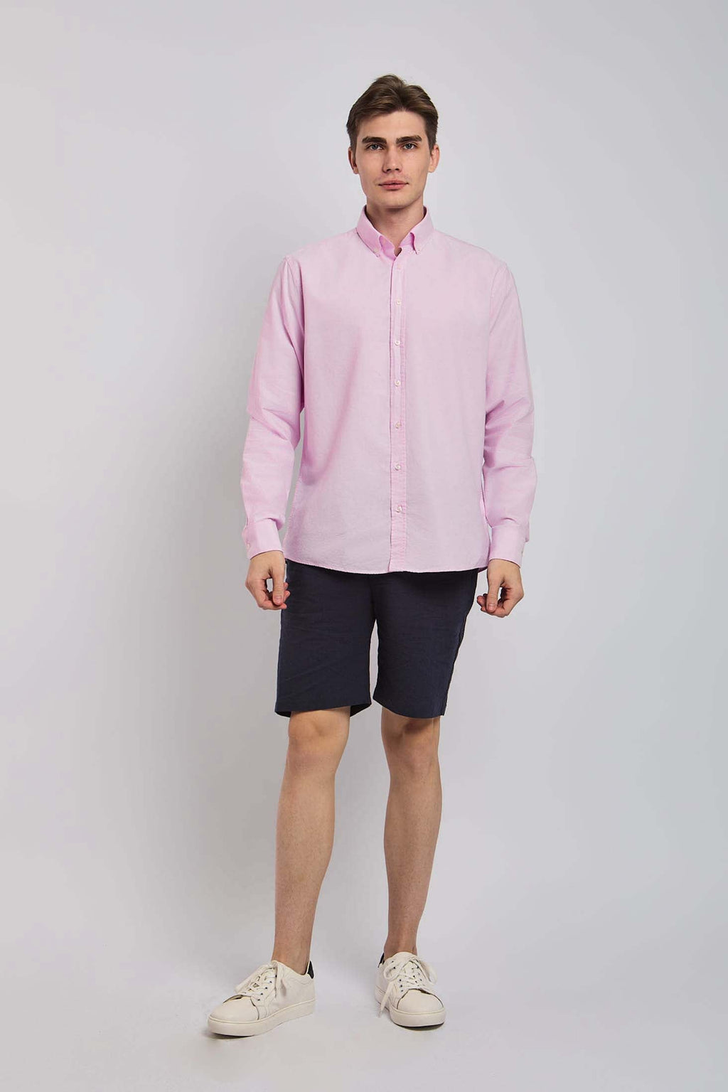 Men Shirt Regular Fit Oxford Cotton Pink