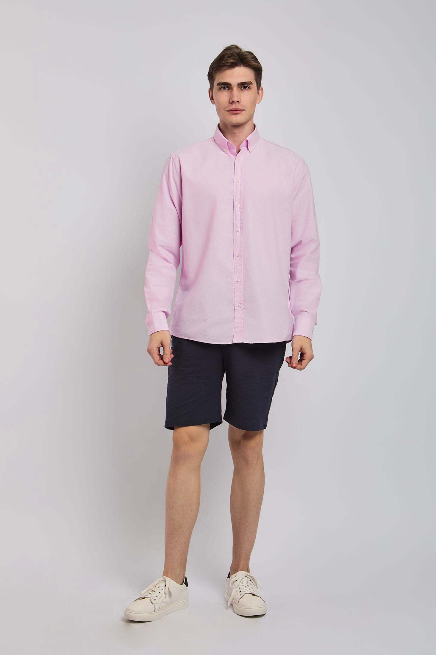 Men Shirt Regular Fit Oxford Cotton Pink