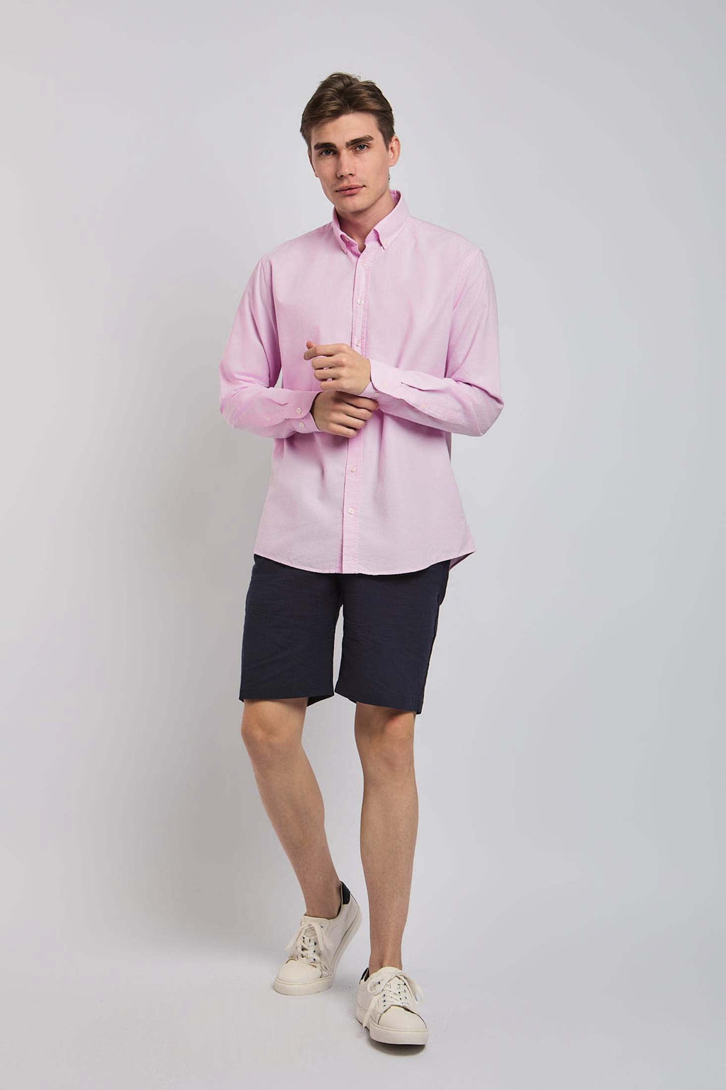 Men Shirt Regular Fit Oxford Cotton Pink