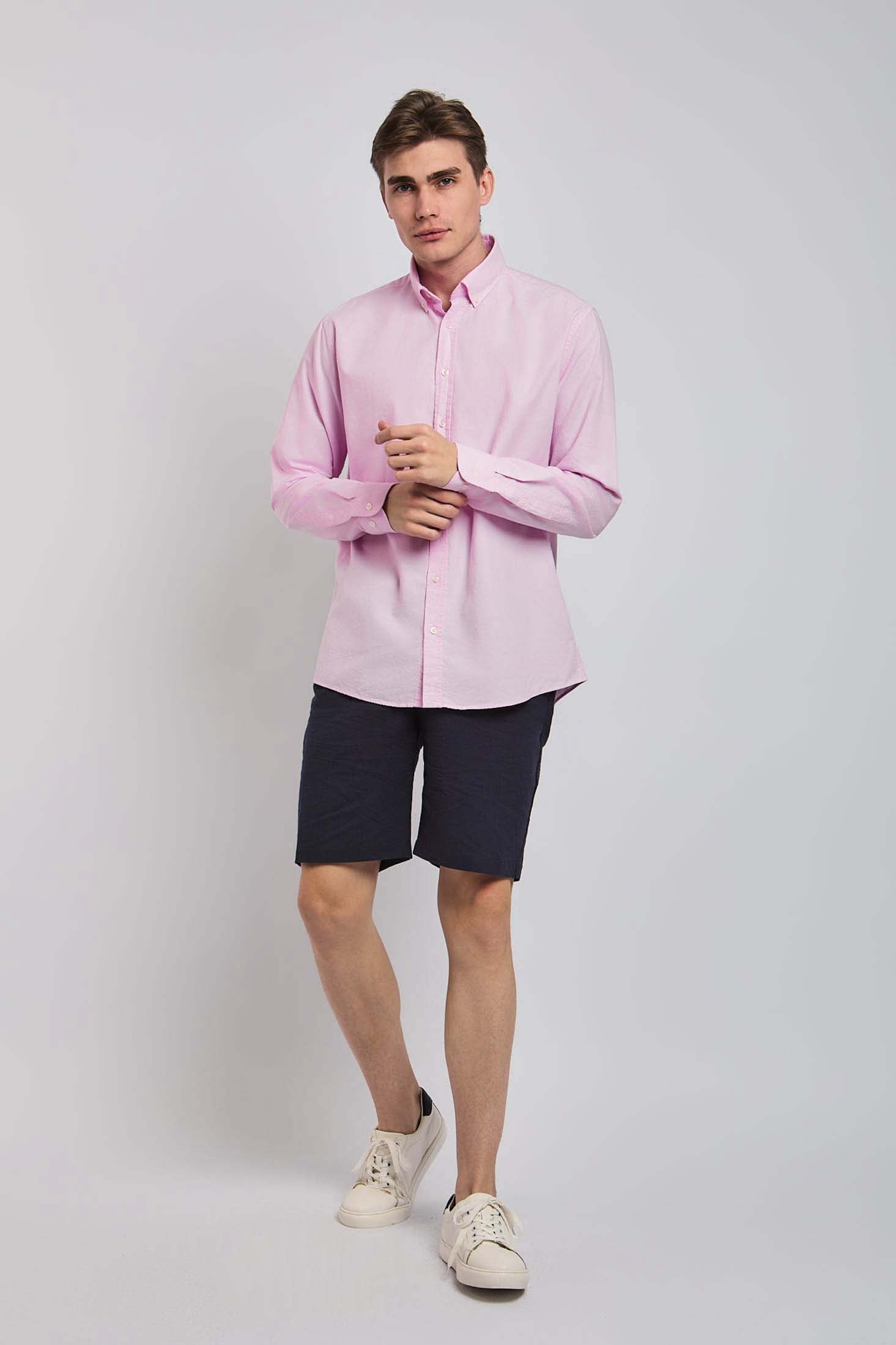 Men Shirt Regular Fit Oxford Cotton Pink