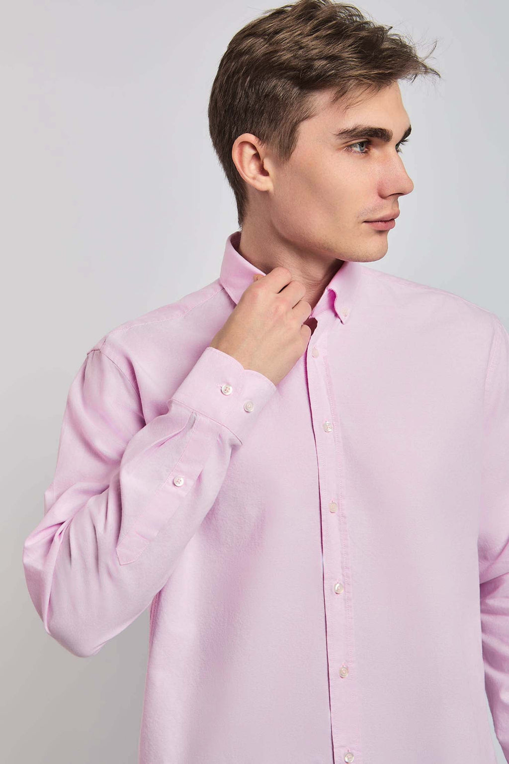 Men Shirt Regular Fit Oxford Cotton Pink