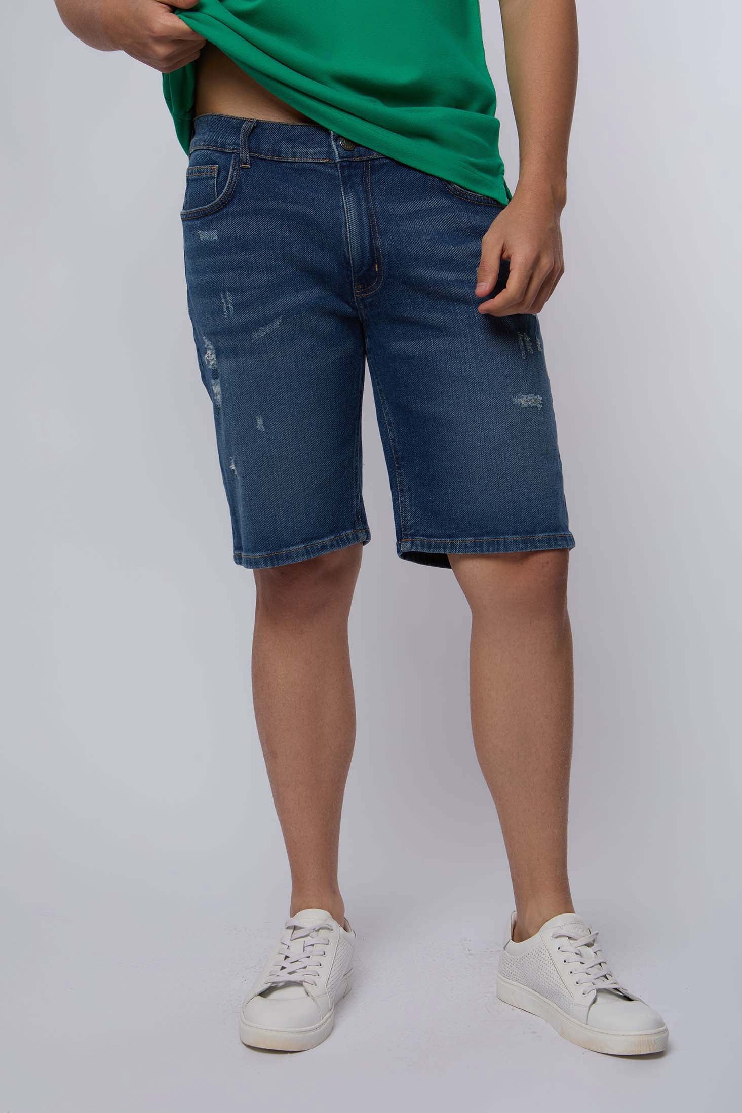 Men-Shorts Casual DenimWomen With Destroys Blue