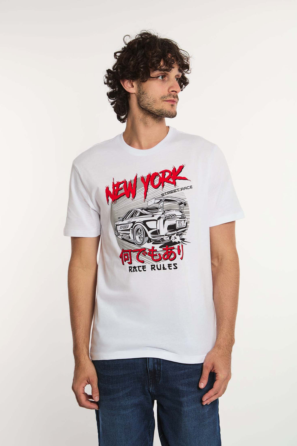 MEN  T-Shirt Casual Regular Fit Cotton T-Shirt White