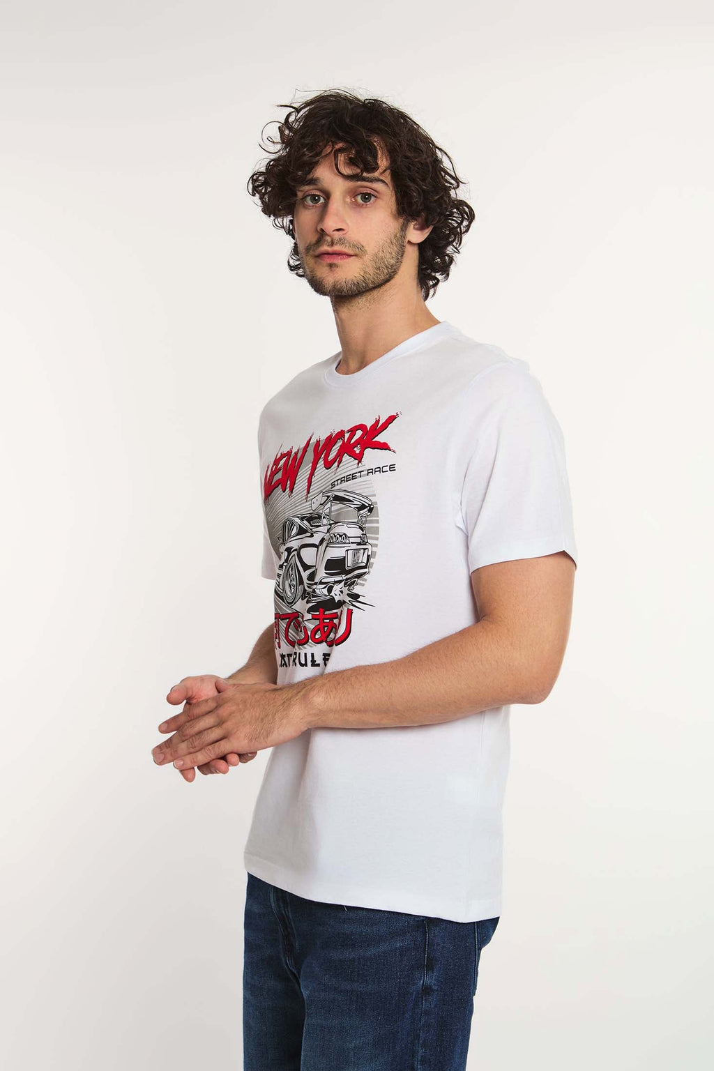 MEN  T-Shirt Casual Regular Fit Cotton T-Shirt White