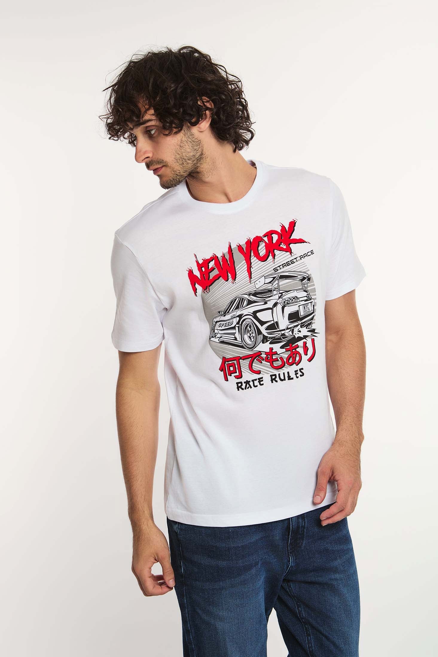 MEN  T-Shirt Casual Regular Fit Cotton T-Shirt White