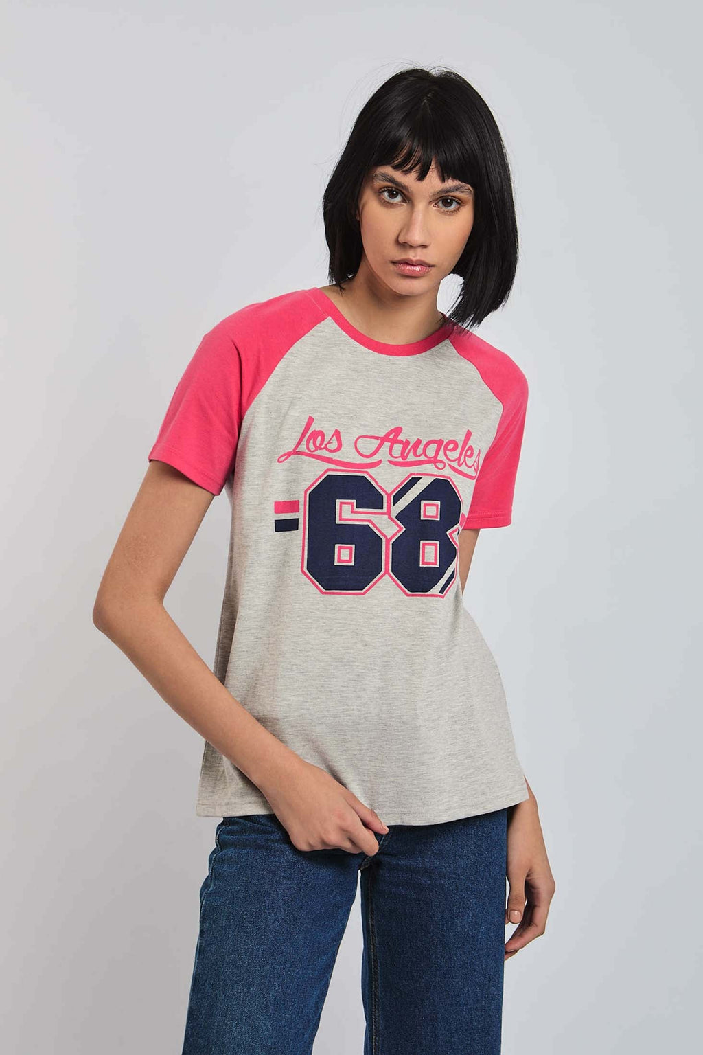 Women  T-Shirt  Regular Fit  With Short Sleeves Grey