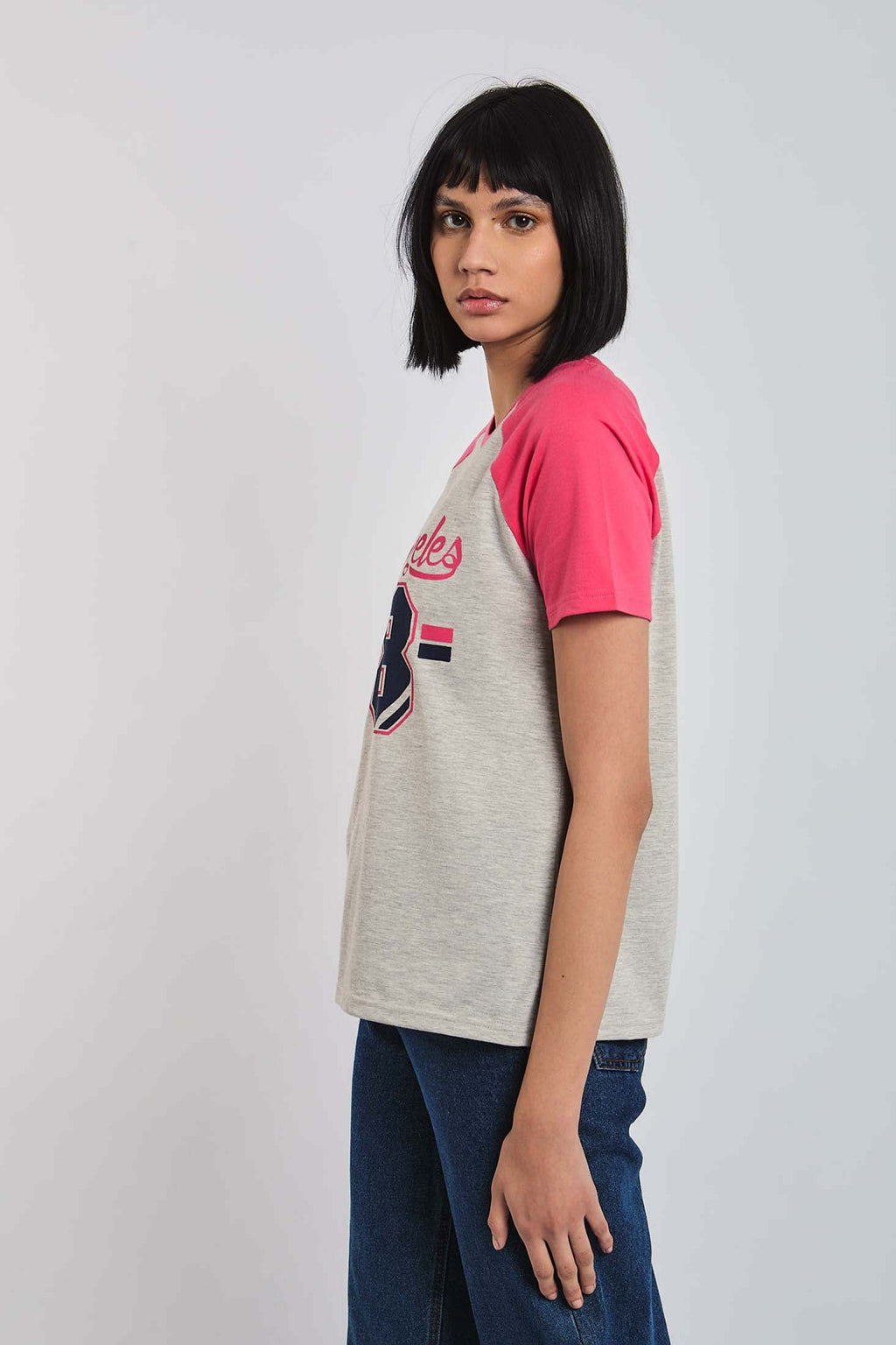 Women  T-Shirt  Regular Fit  With Short Sleeves Grey