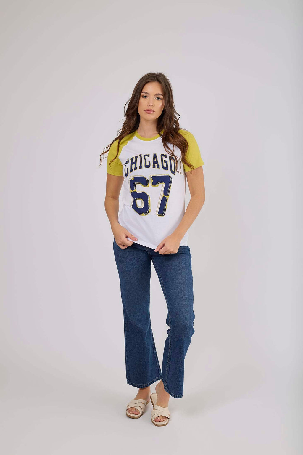 تي شيرت نسائي قطني بقصة عادية أبيض