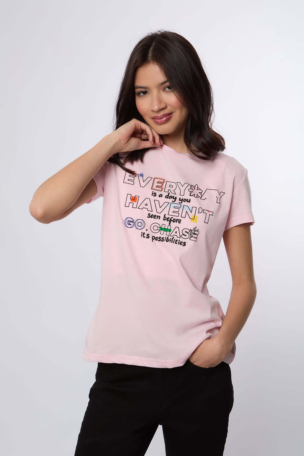 Women-T-Shirt  Regular FitWomen With Short Sleeves Pink