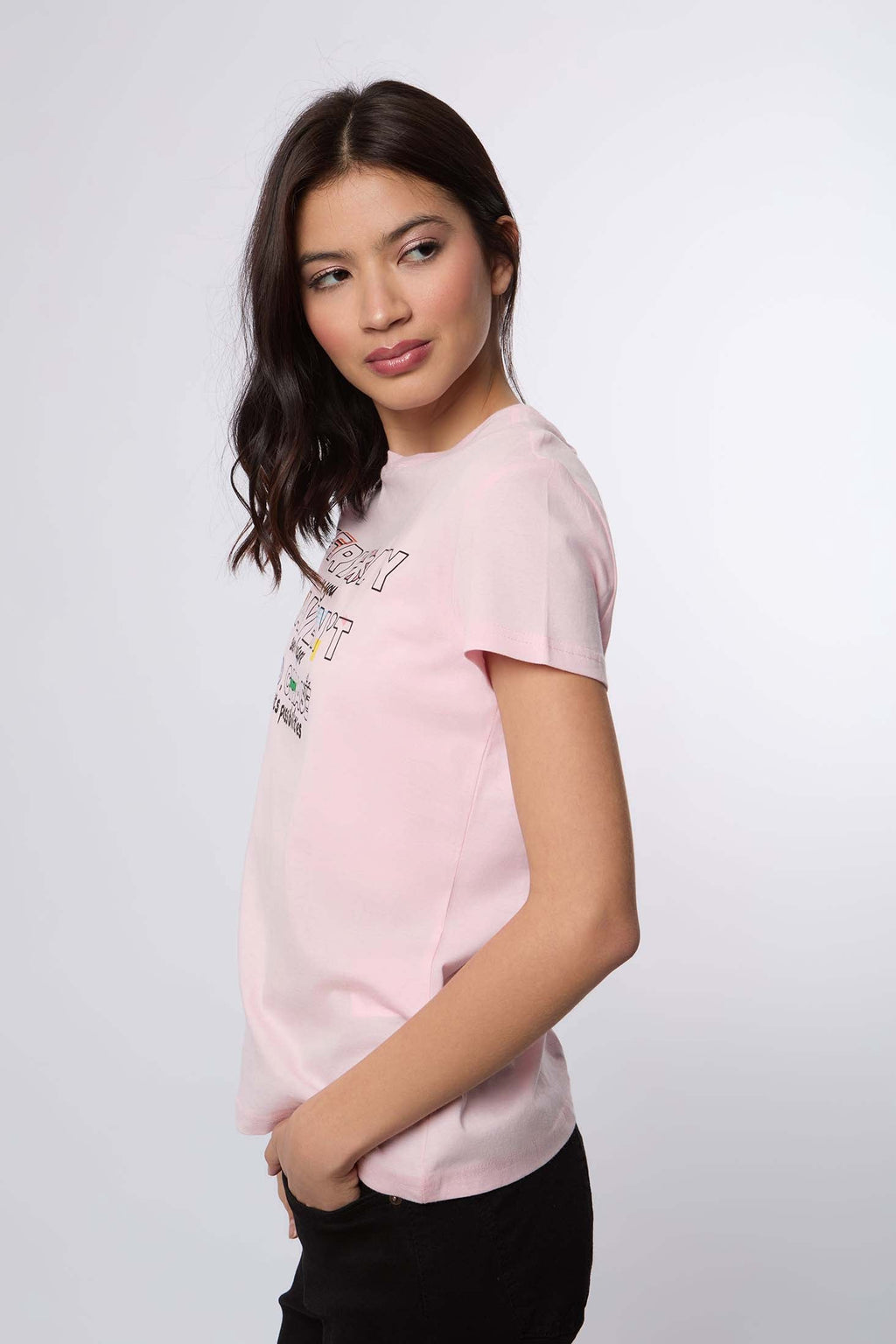 Women-T-Shirt  Regular FitWomen With Short Sleeves Pink