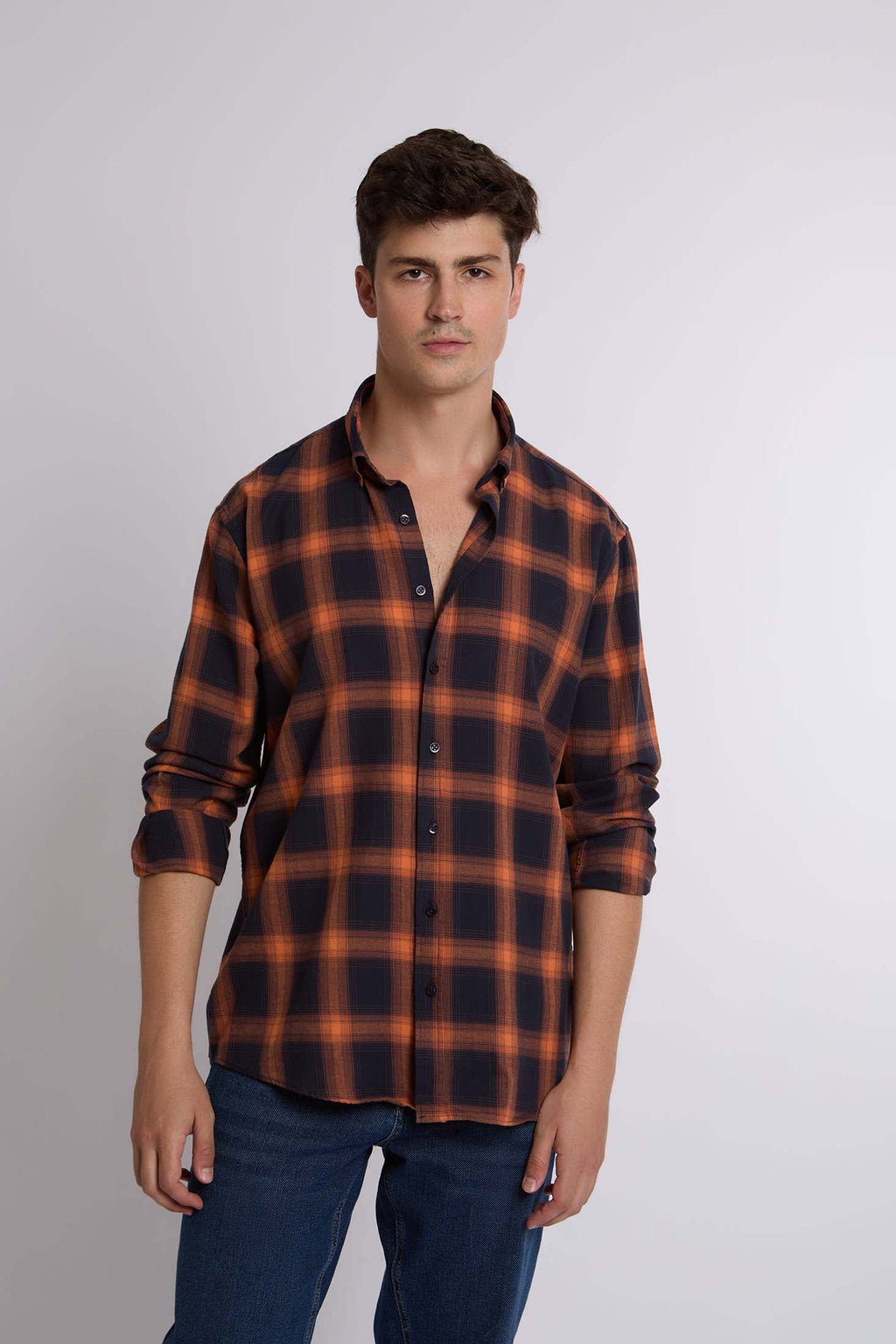 Men Shirt Regular Fit Cotton Long SleevesBeige