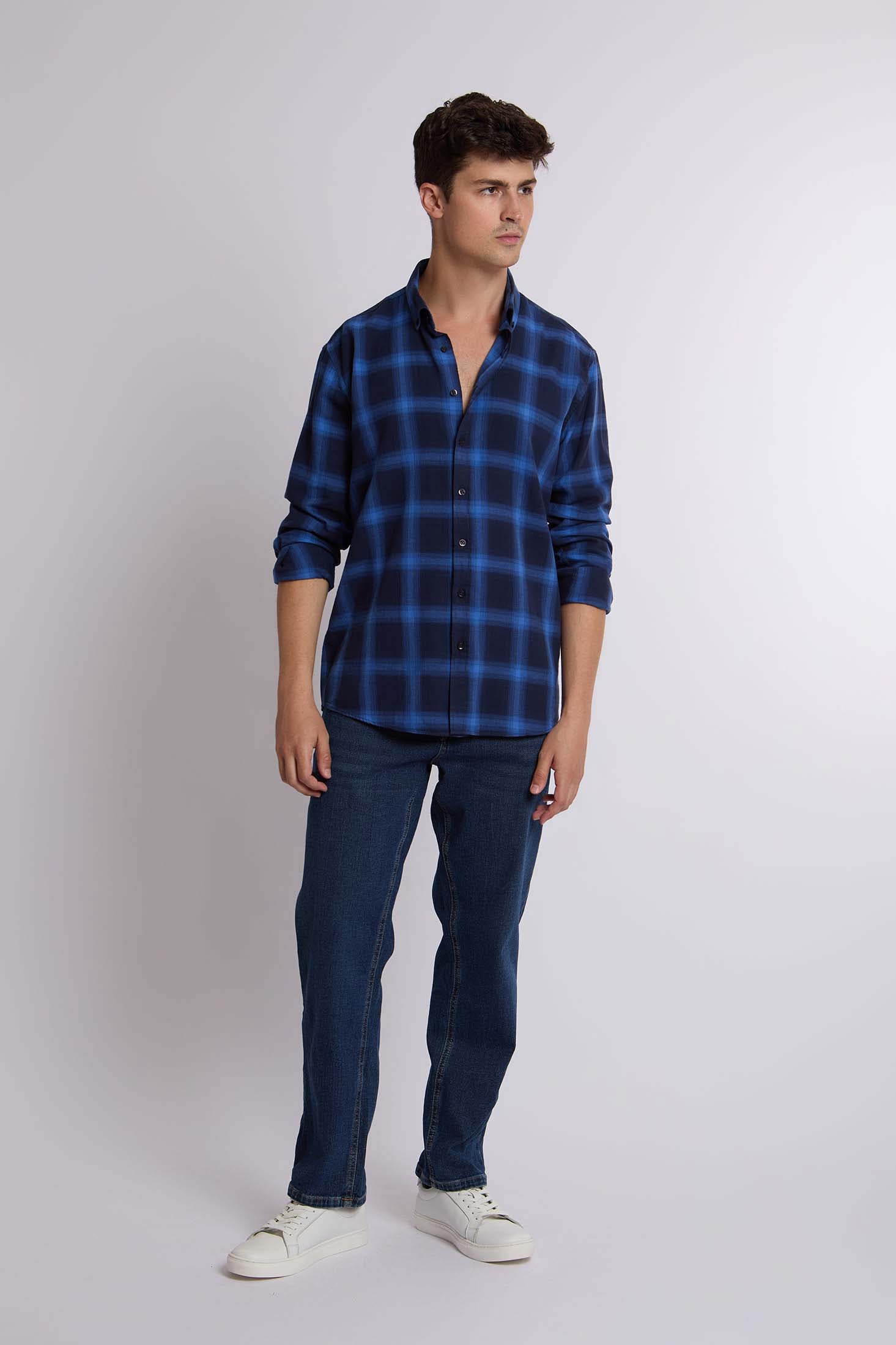 Men Polo Regular Fit Cotton Long Sleeves Navy