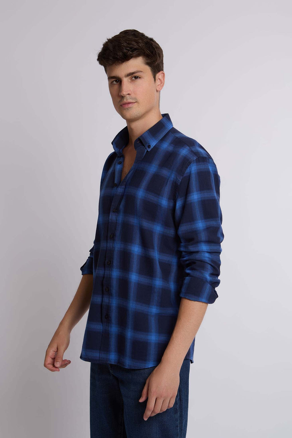 Men Polo Regular Fit Cotton Long Sleeves Navy