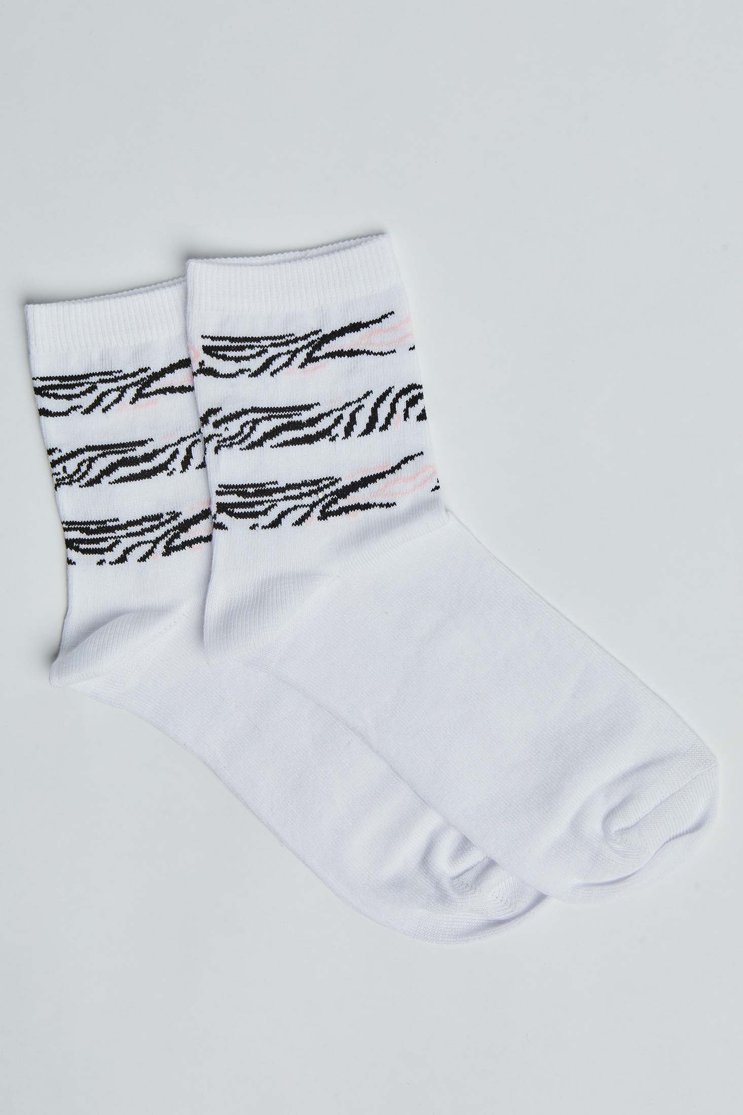 Mid-Calf Casual Socks with Zebra Lines