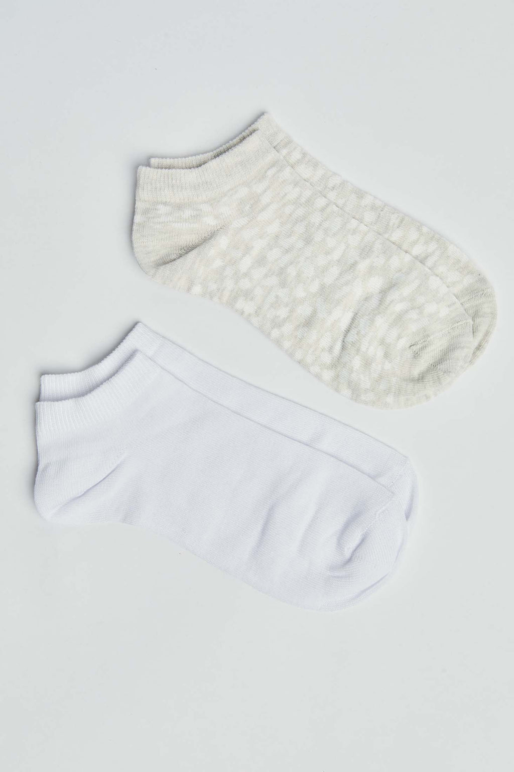 Set of 2 Solid & Patterned Ankle Socks