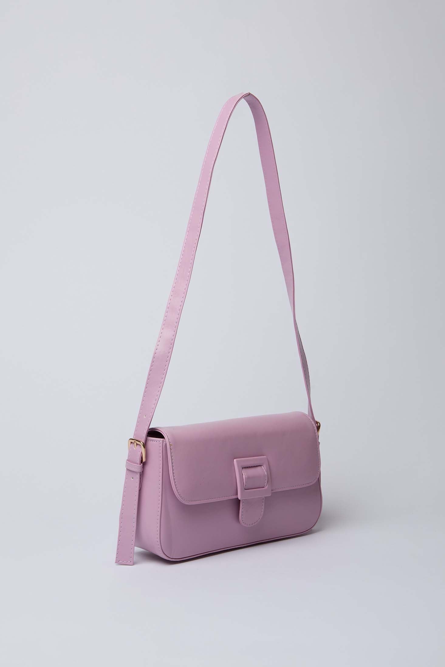 Women-Bag  Faux LeatherWoWomen With Front Buckel And Adjustable Shoulder Strap 24*13*6.5 CM Purple