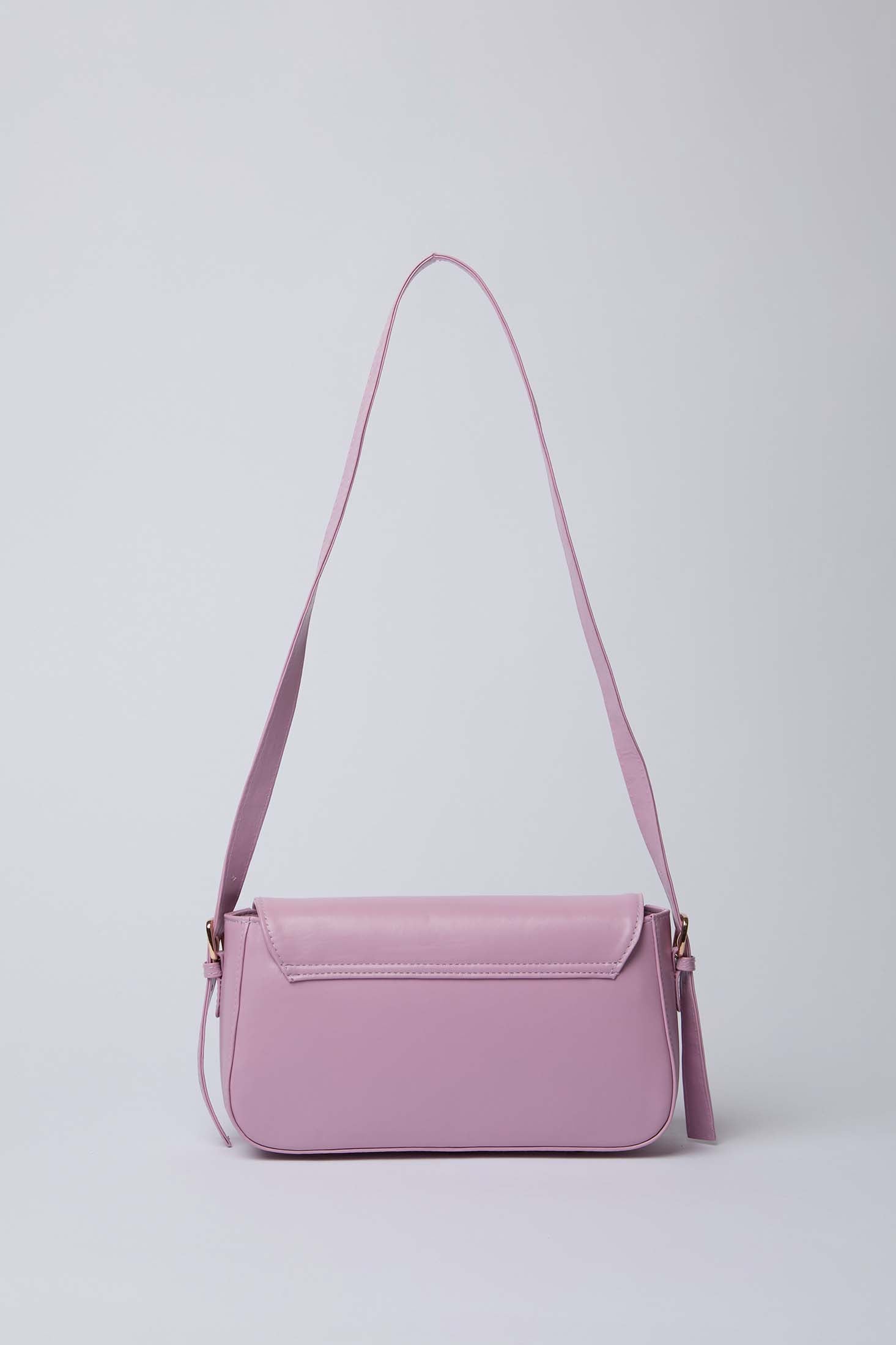 Women-Bag  Faux LeatherWoWomen With Front Buckel And Adjustable Shoulder Strap 24*13*6.5 CM Purple