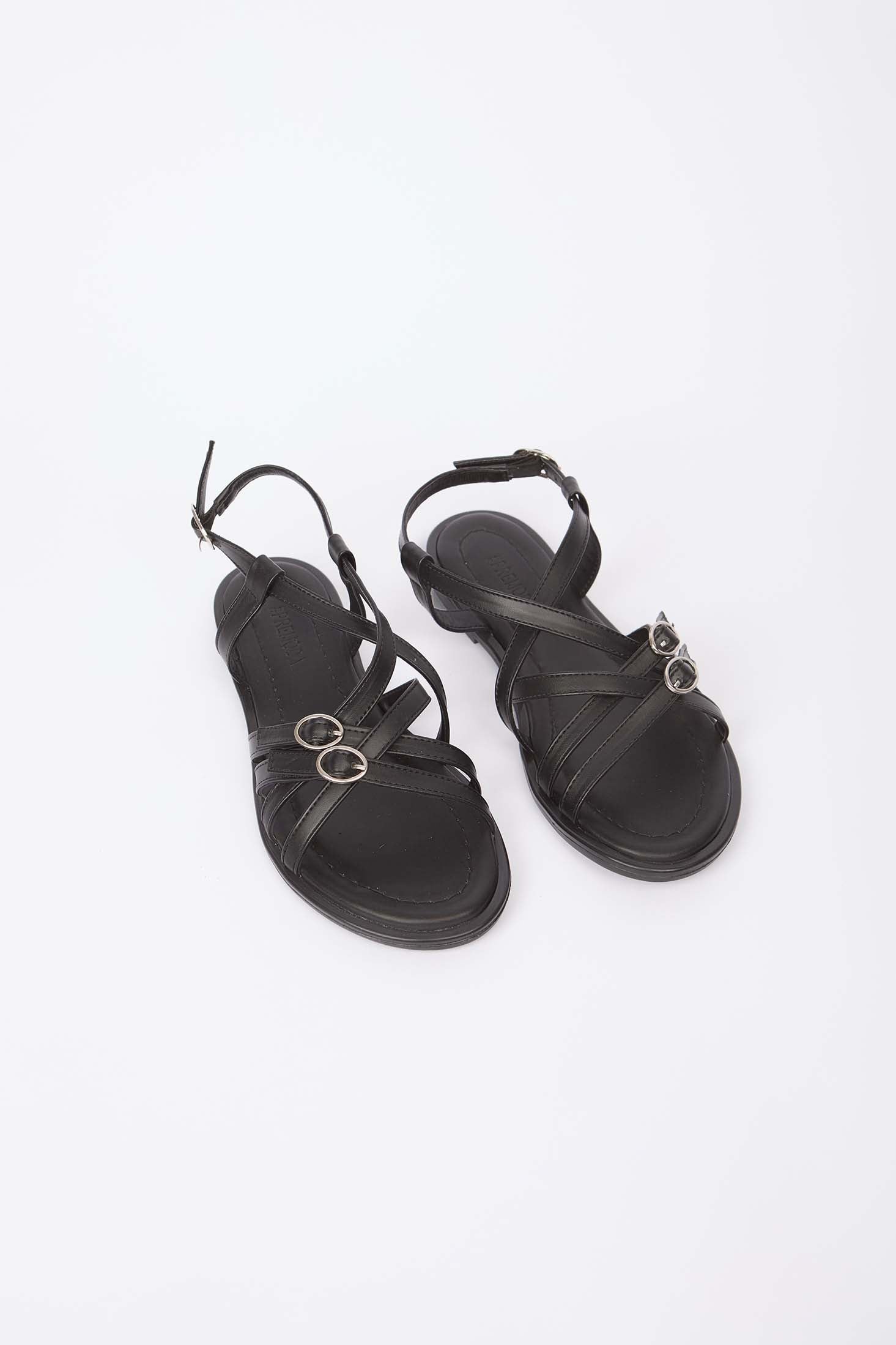 Women Shoes Faux Leather Sandals Black