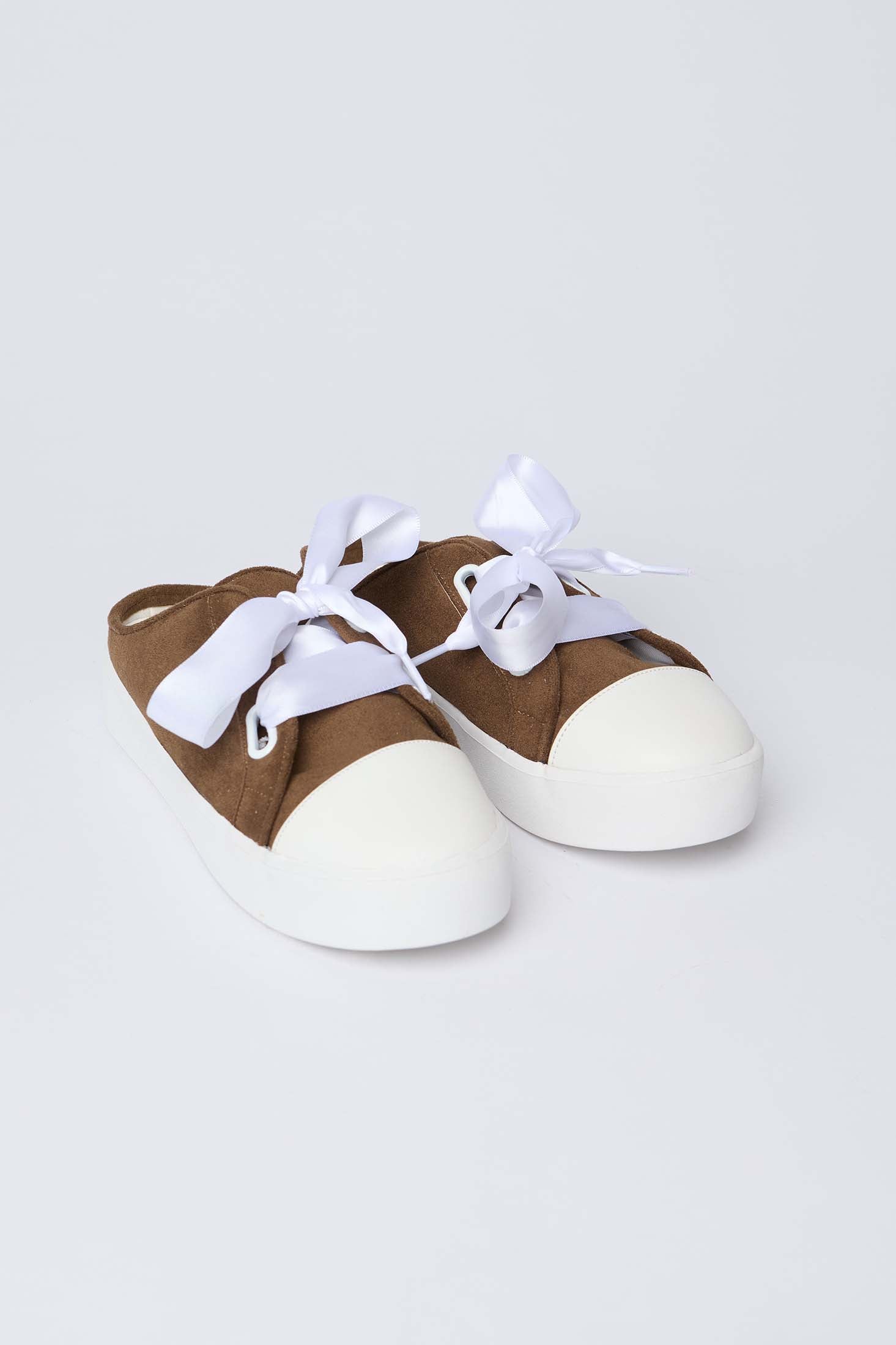 Women-Shoes  Faux Leather Lace-Up Sneakers Khaki