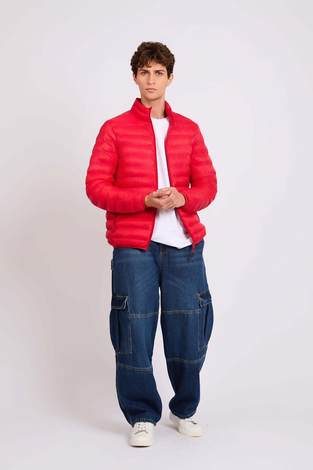 Men Basic Puffer Jacket red