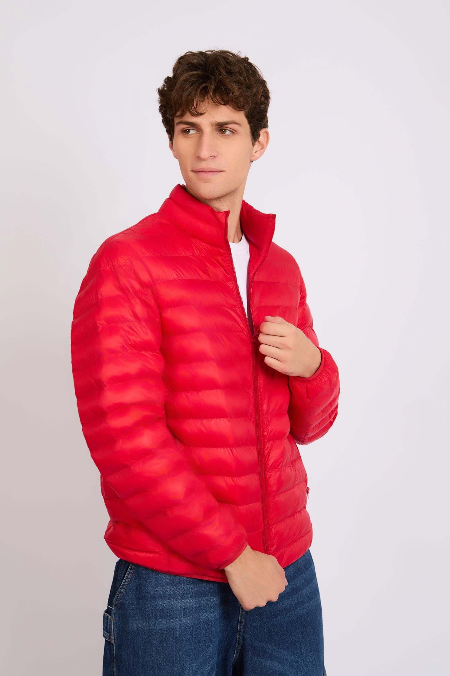 Men Basic Puffer Jacket red