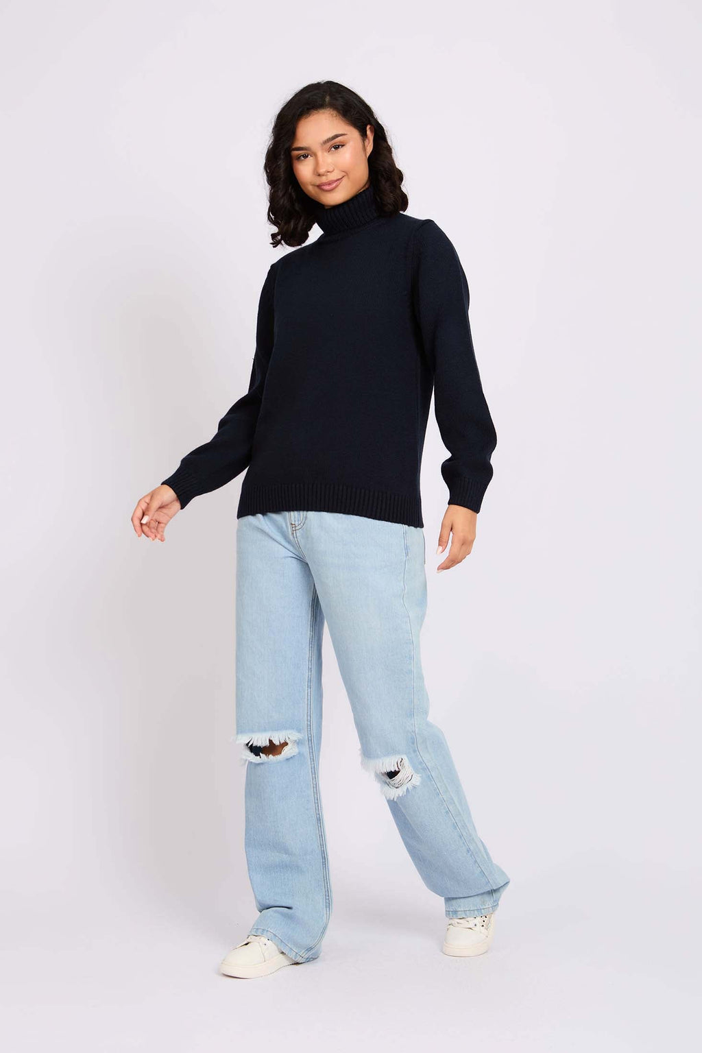 Women Pullover  Neck Regular Fit Navy