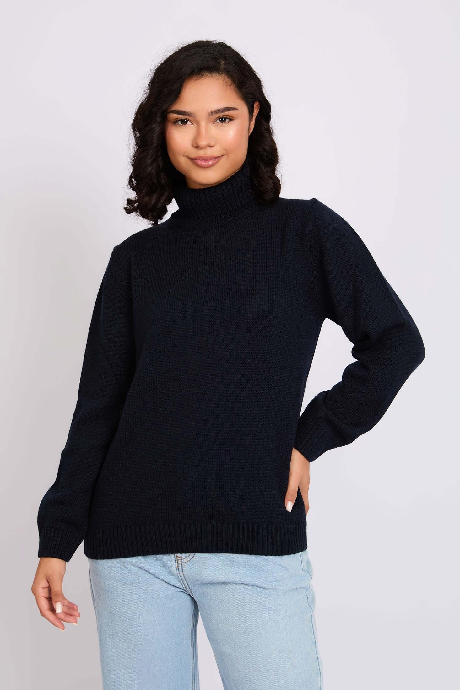 Women Pullover  Neck Regular Fit Navy