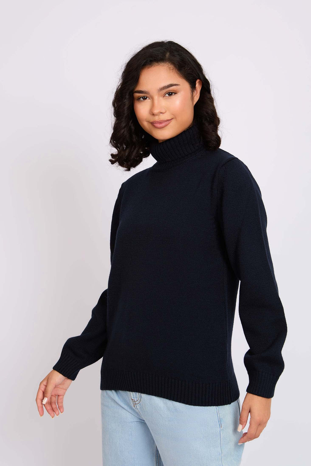 Women Pullover  Neck Regular Fit Navy