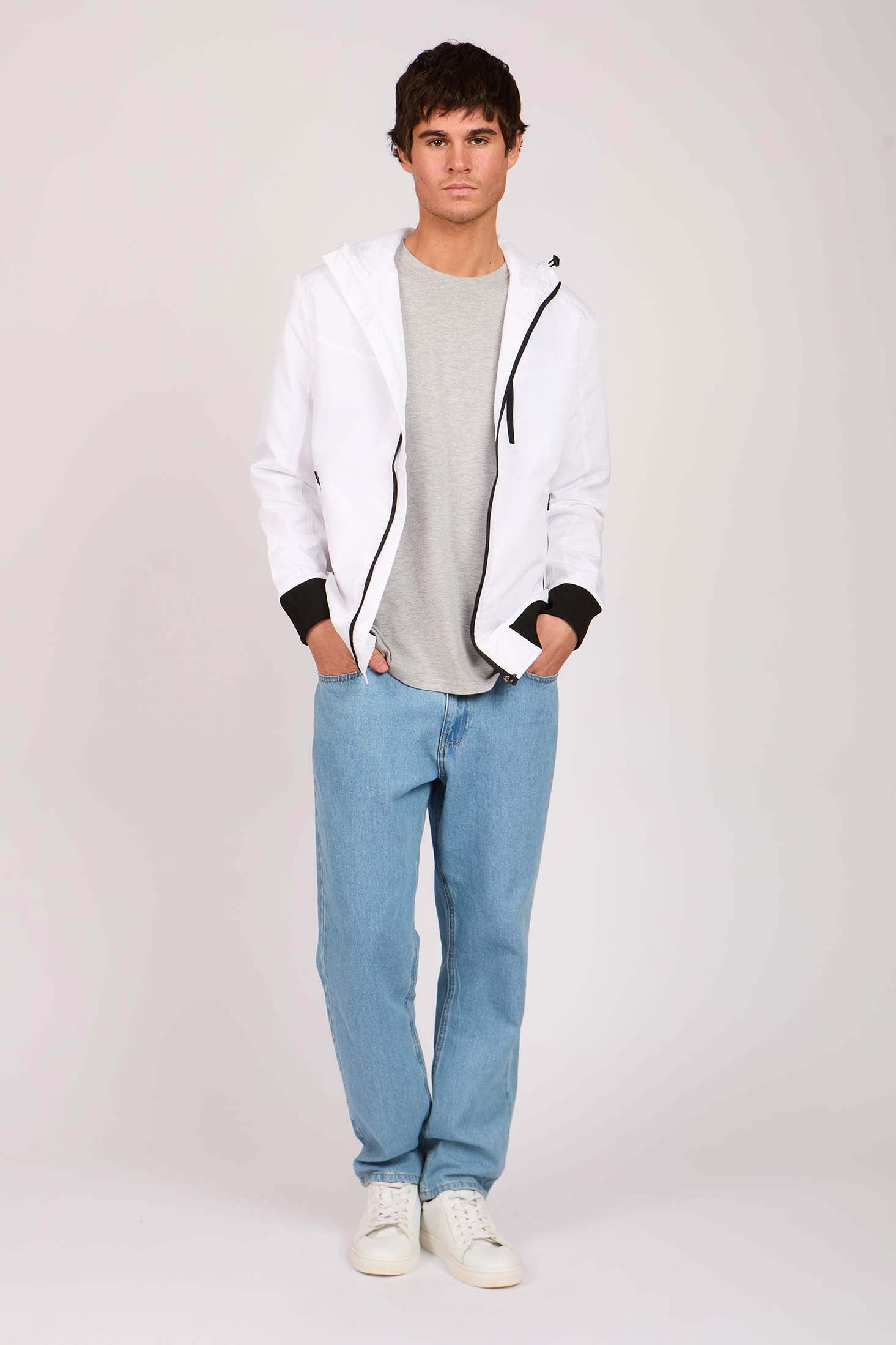 Men Rain Jacket Off White